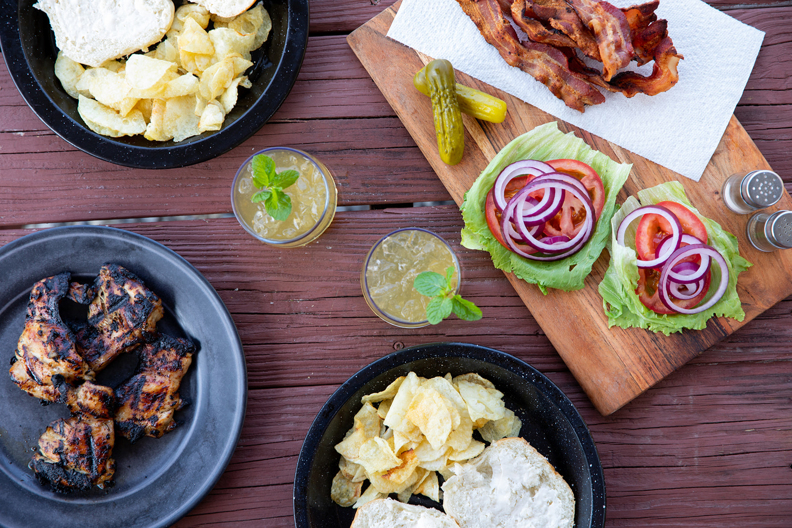 Ingredients for chicken sliders before they are assembled. 