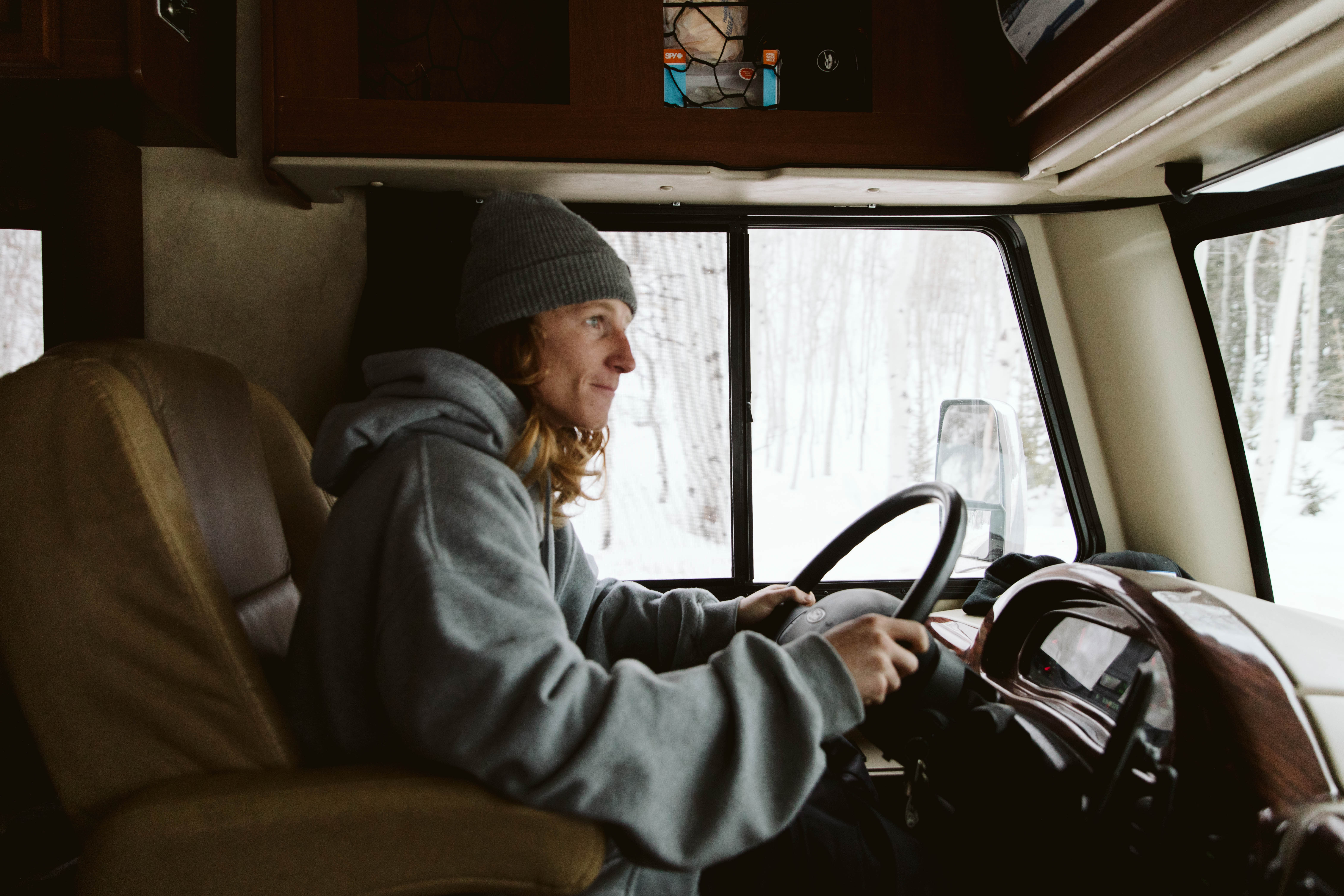 Ryan Barrick driving his RV.