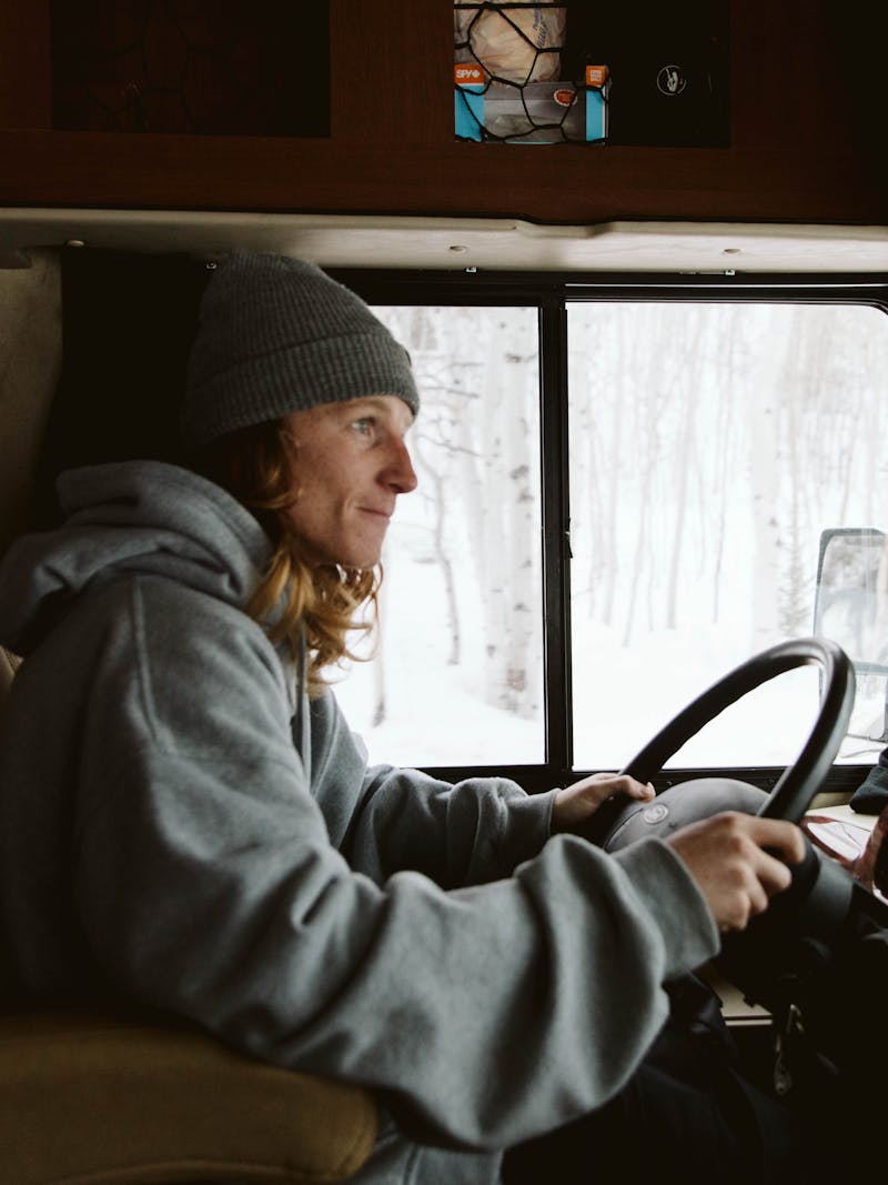 Ryan Barrick driving his RV.