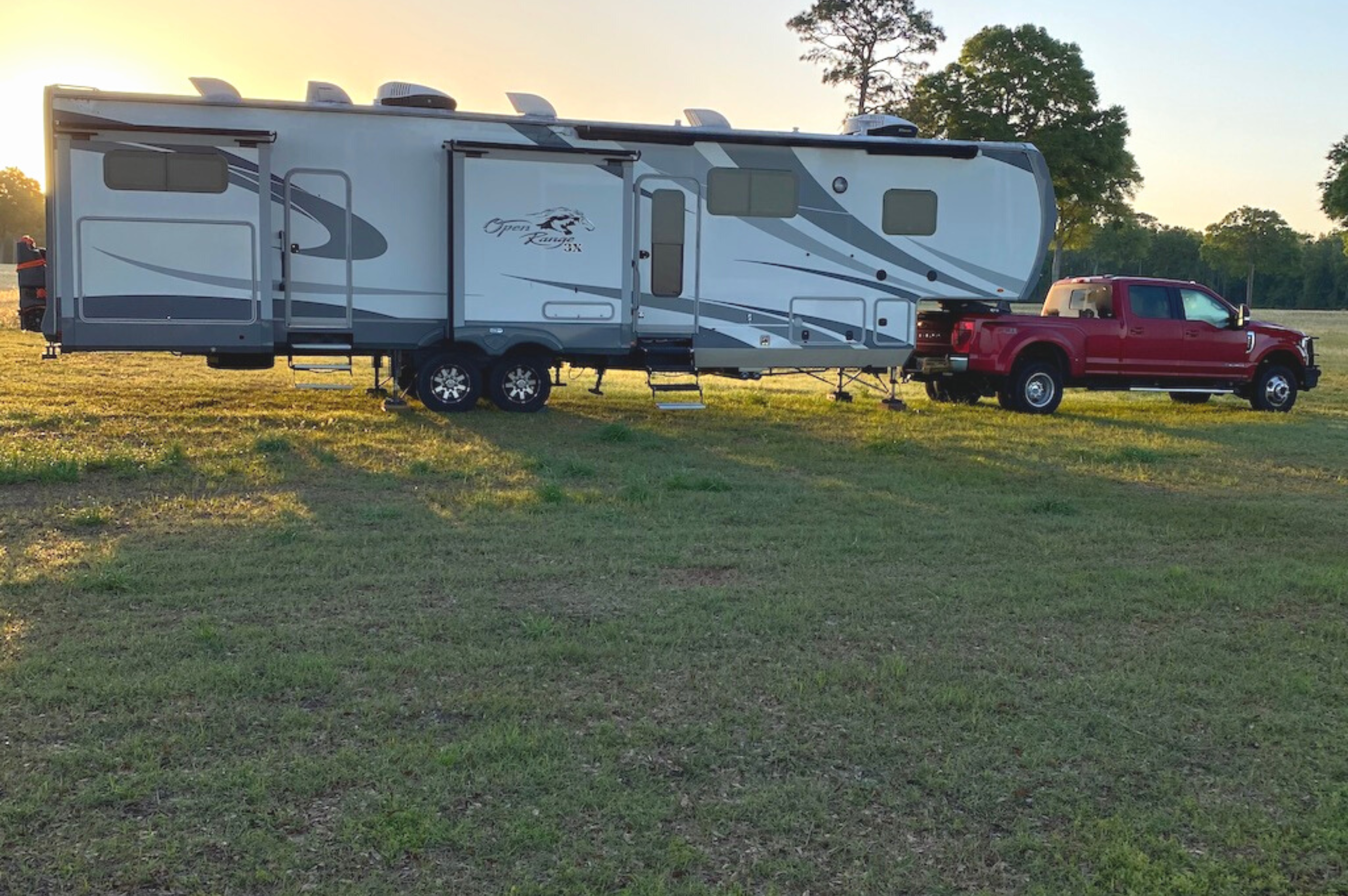 Kimberly Graham's RV parked in a field 