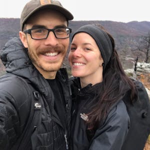 Jon and Aubrey taking a selfie in nature.