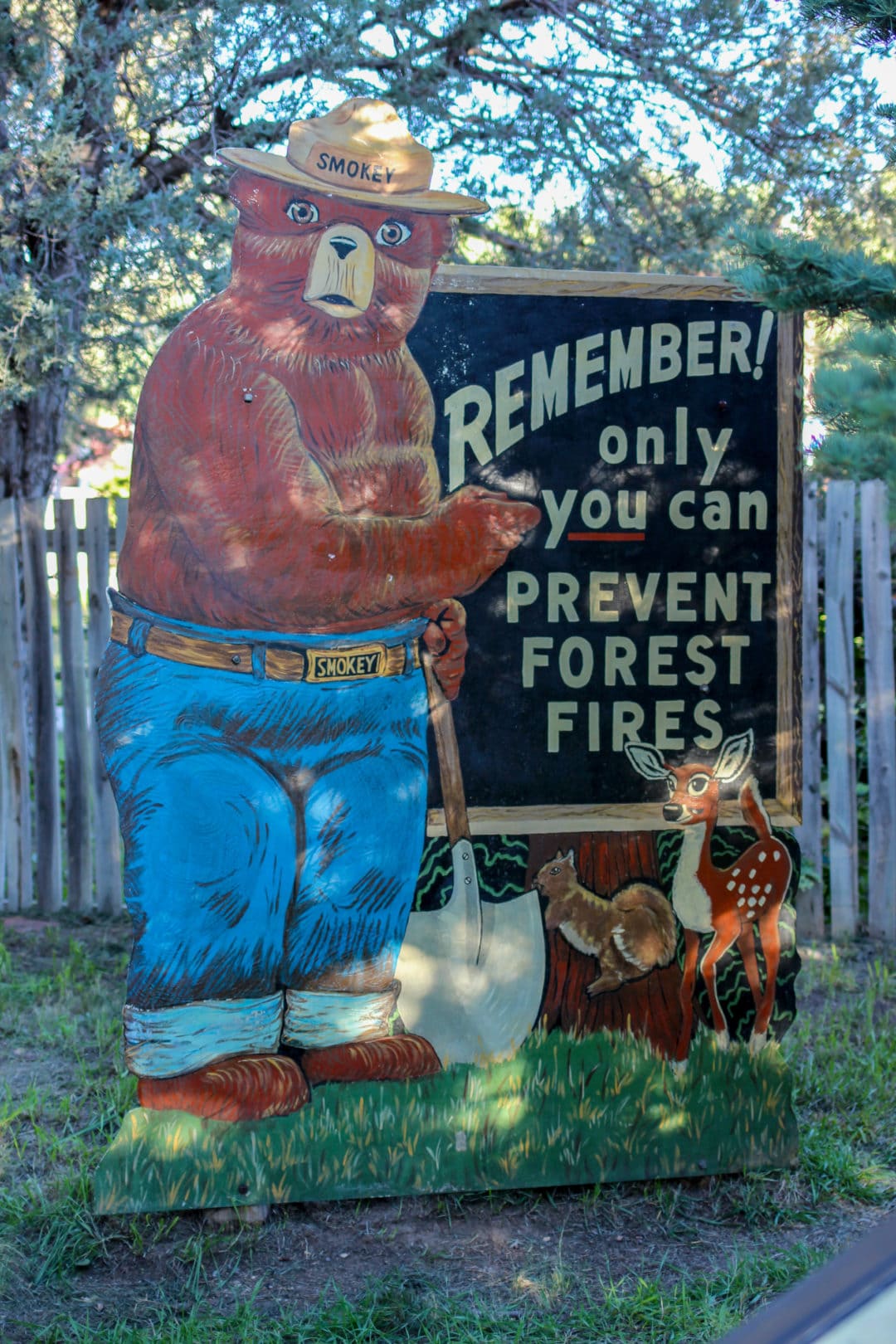 Smokey Bear sign reading: Only you can prevent forest fires.