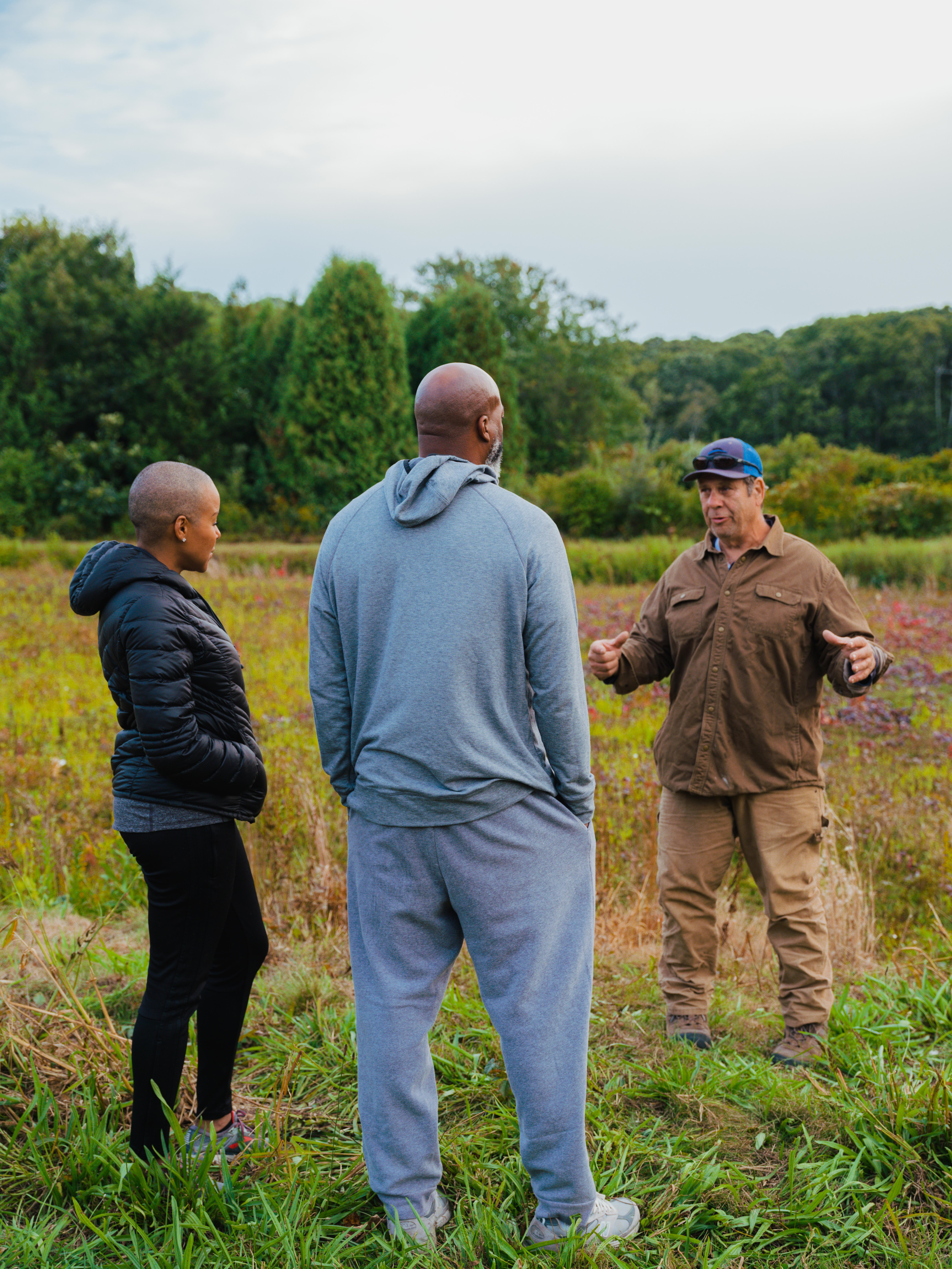 Sonya Lowery and Ray Young on a tour of a cranberry bog in Cape Cod.
