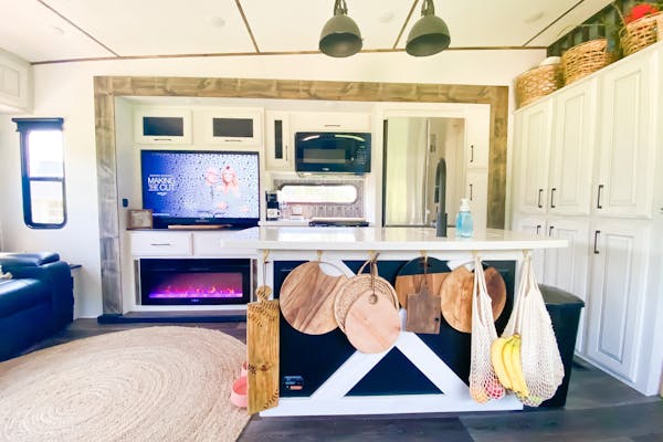 The kitchen inside Darren and Amanda Bone's Heartland RV