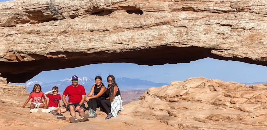 Amanda and Darren Bone and their family going hiking