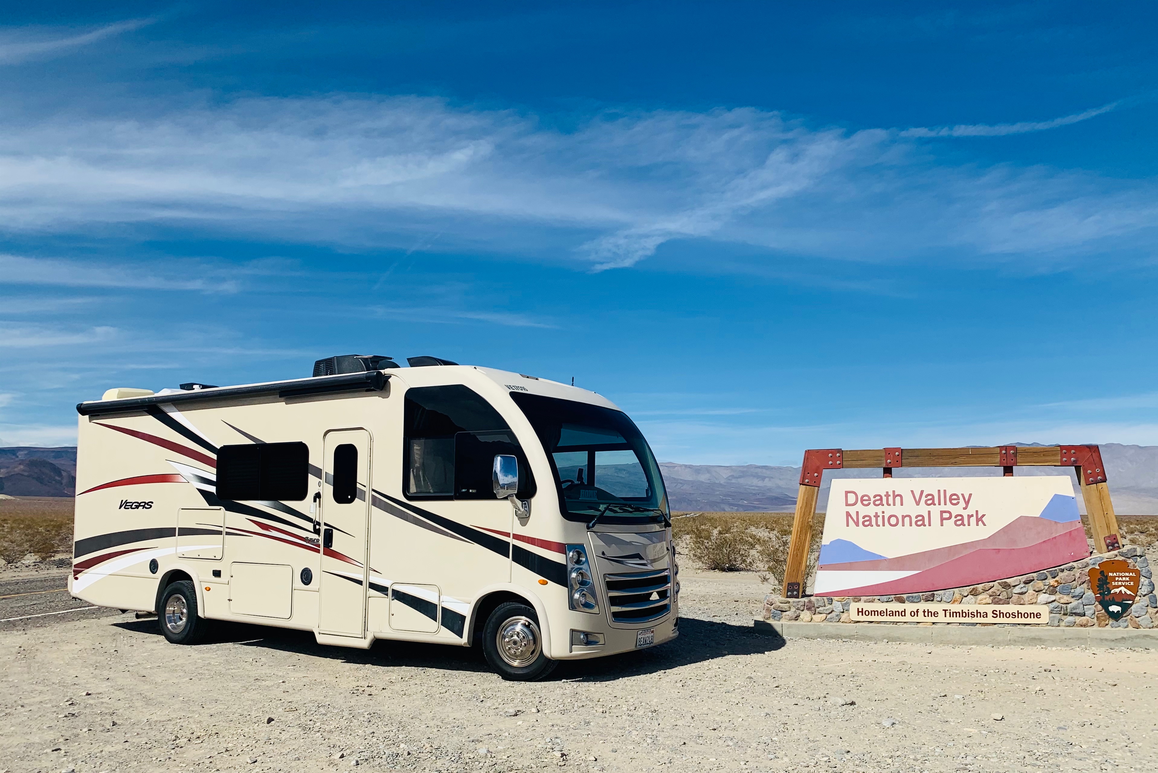 BRENDA & TIGER's RV in front of Death Valley National Park 