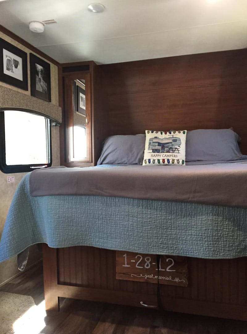 The Murphy bed in Ben and Christina McMillan's Jayco Jay Feather.