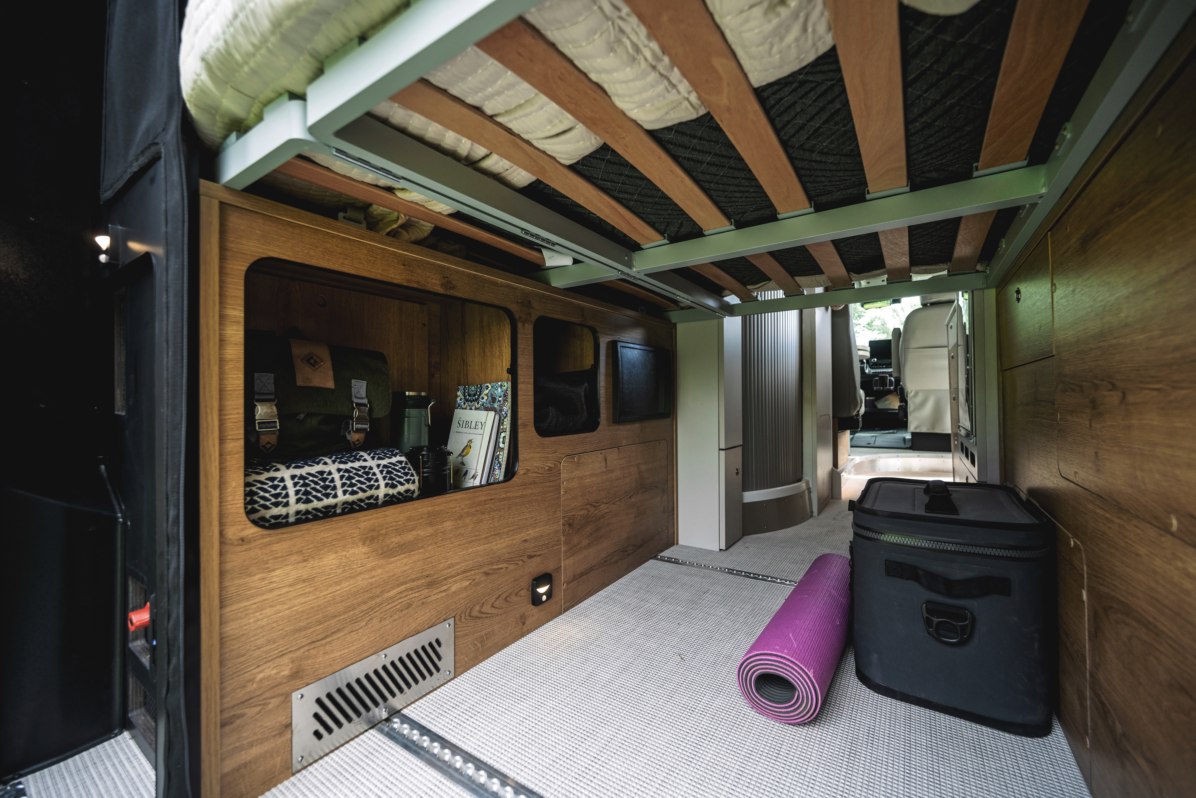 under-bed storage in an Airstream Rangeline Class B Camper Van 