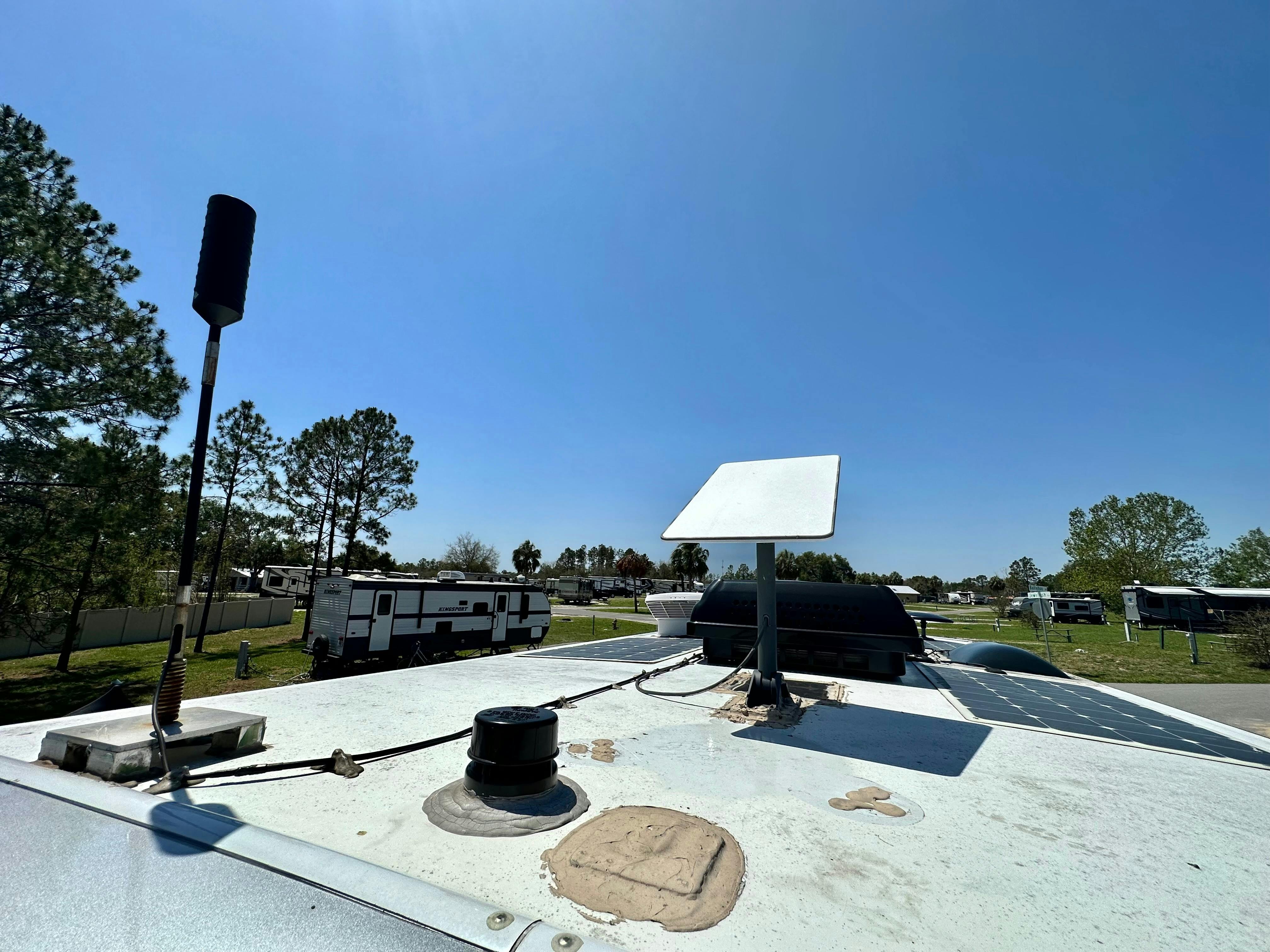 Starlink attached to the roof of Ben and Christina McMillan's RV