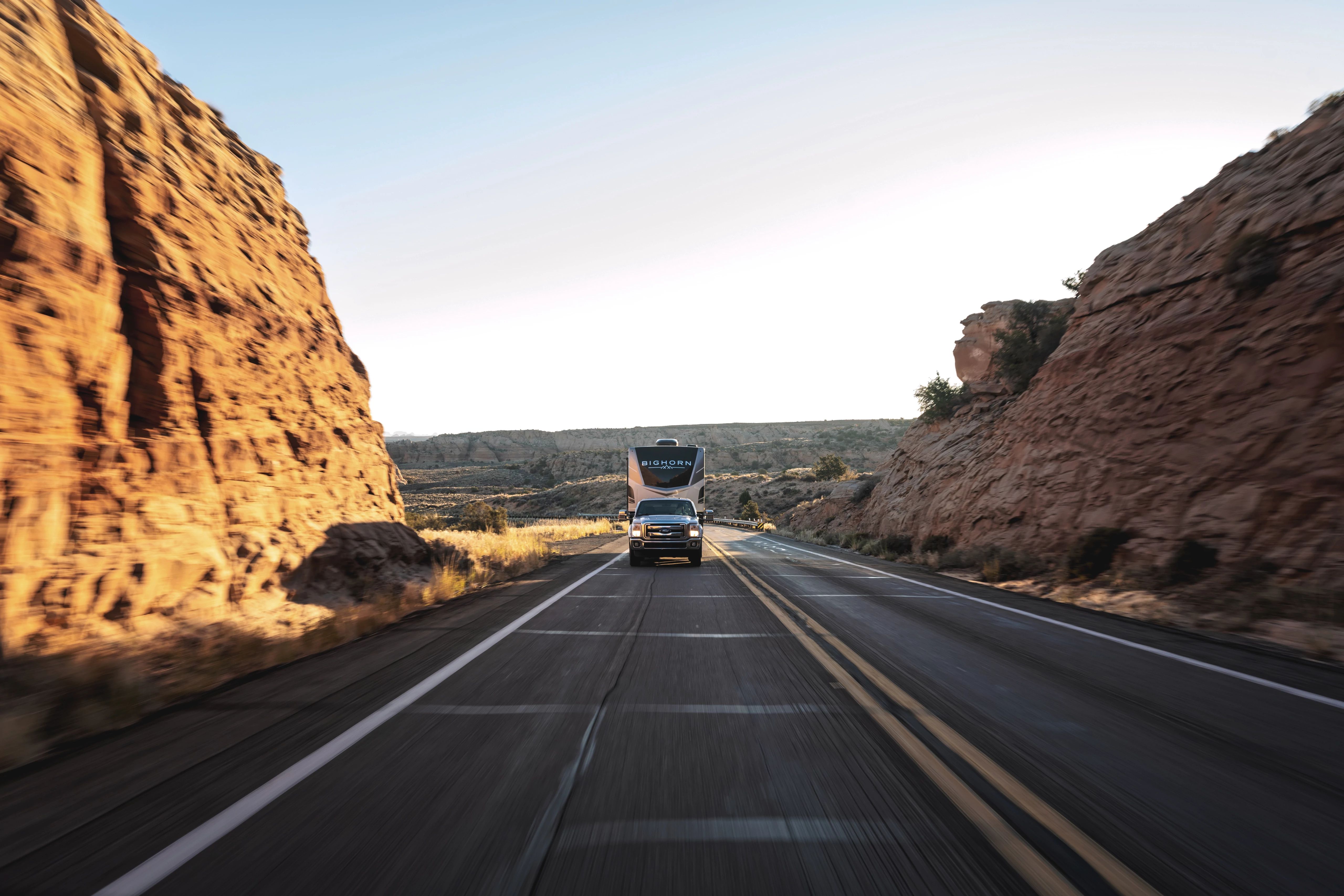 Heartland Bighorn driving down the road