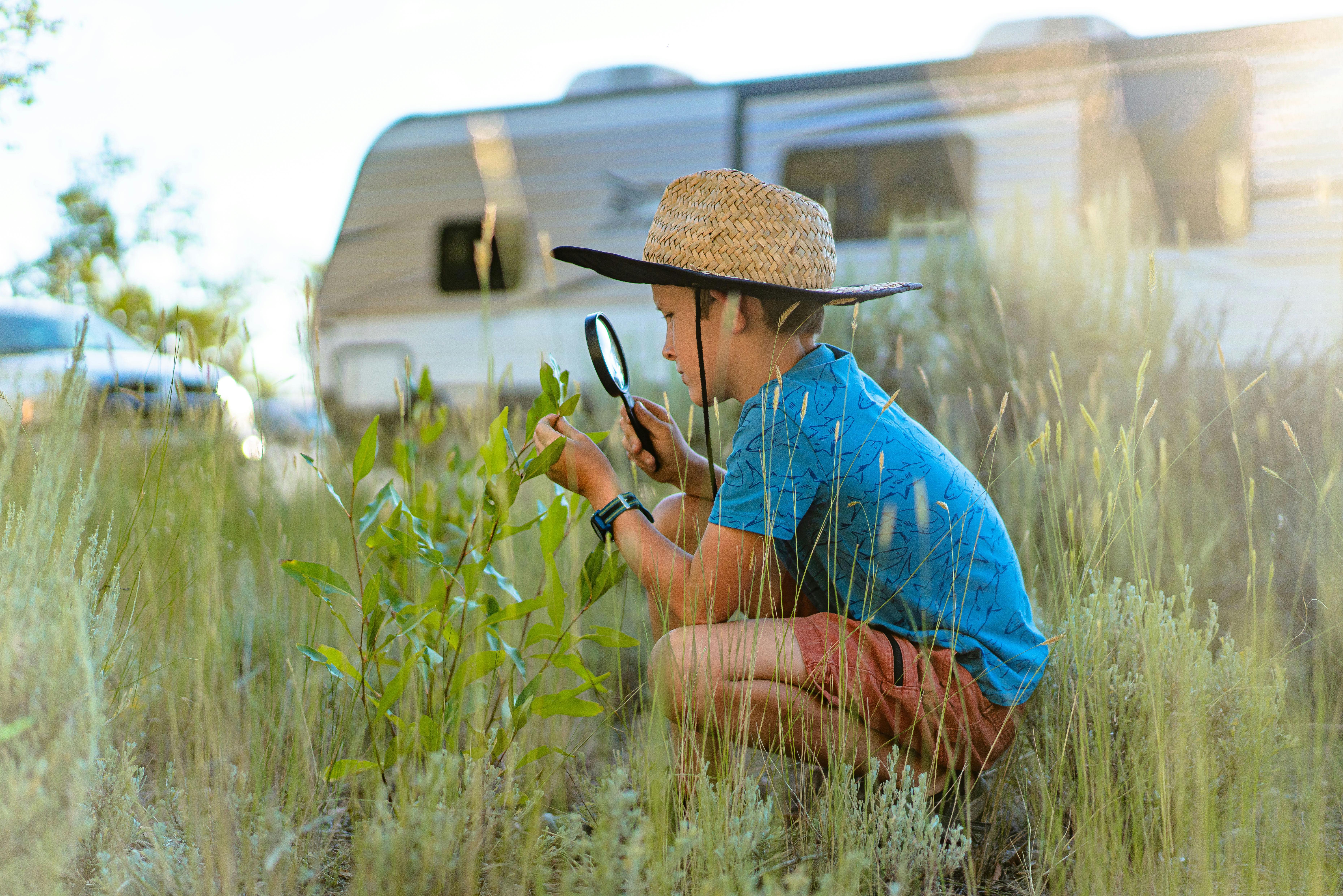 Renee Tilby family, Jayco Jay Flight Travel Trailer, child learning in nature