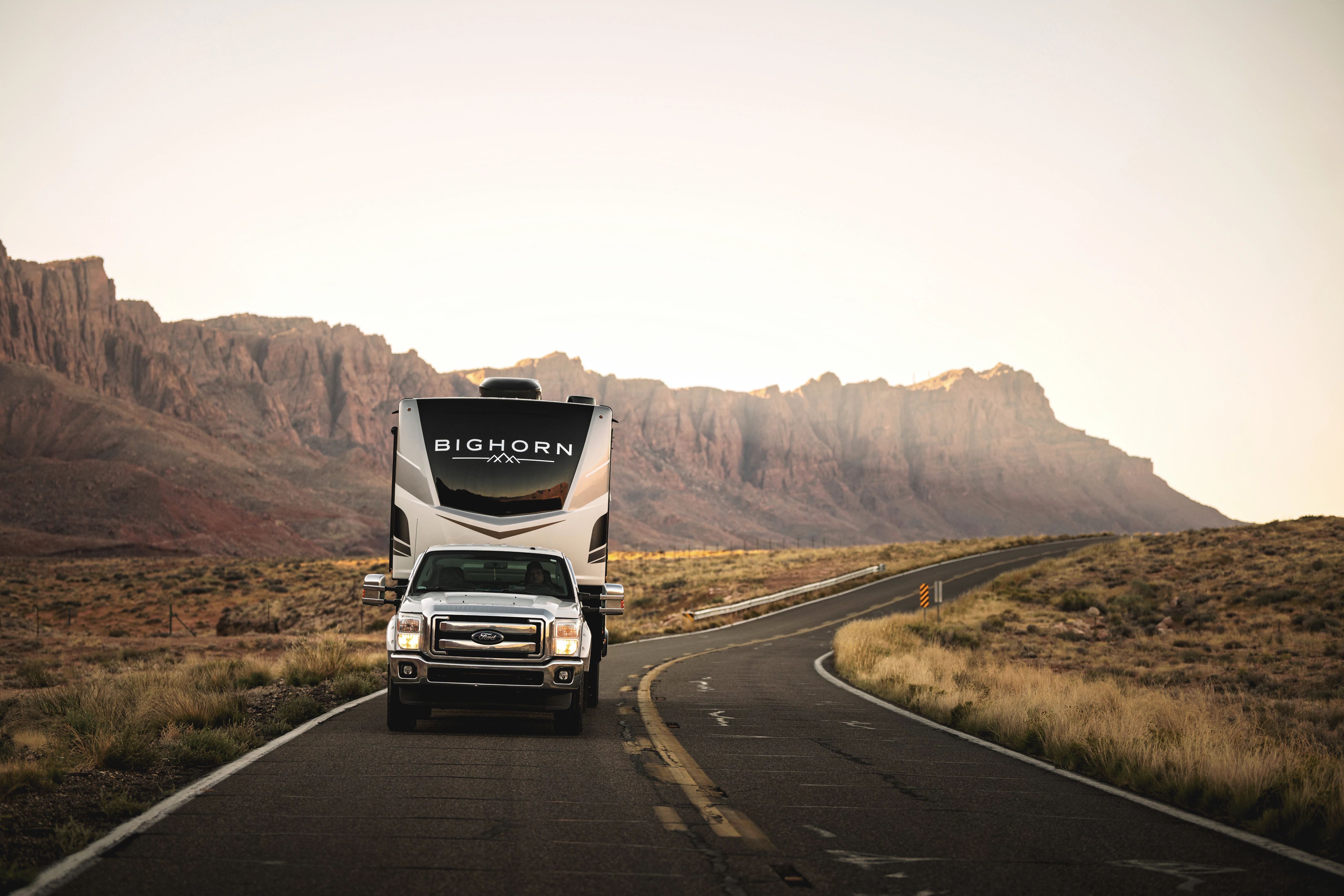Heartland Big Horn fifth wheel driving down the road