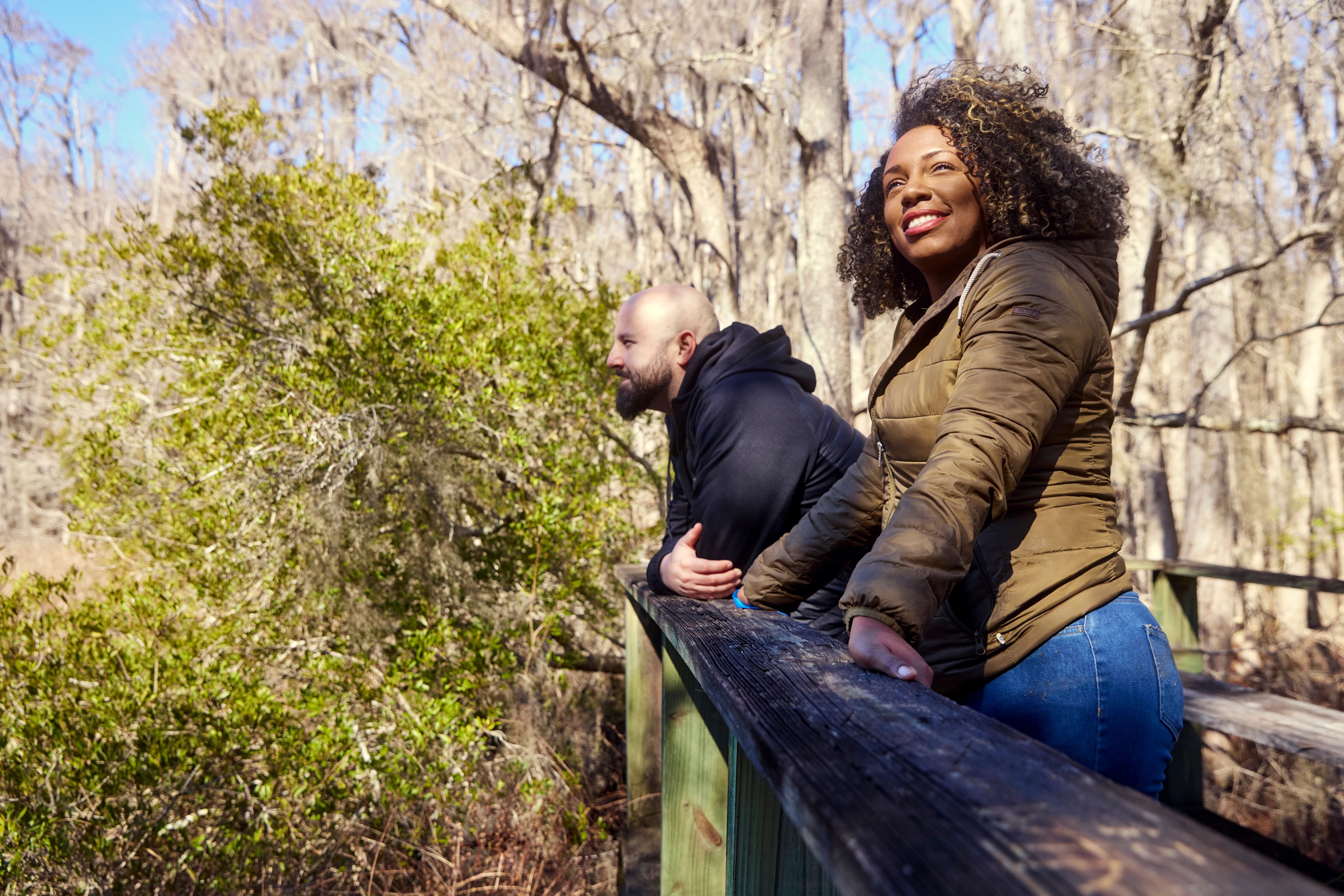 Gabe and Rocio enjoying nature on a dock