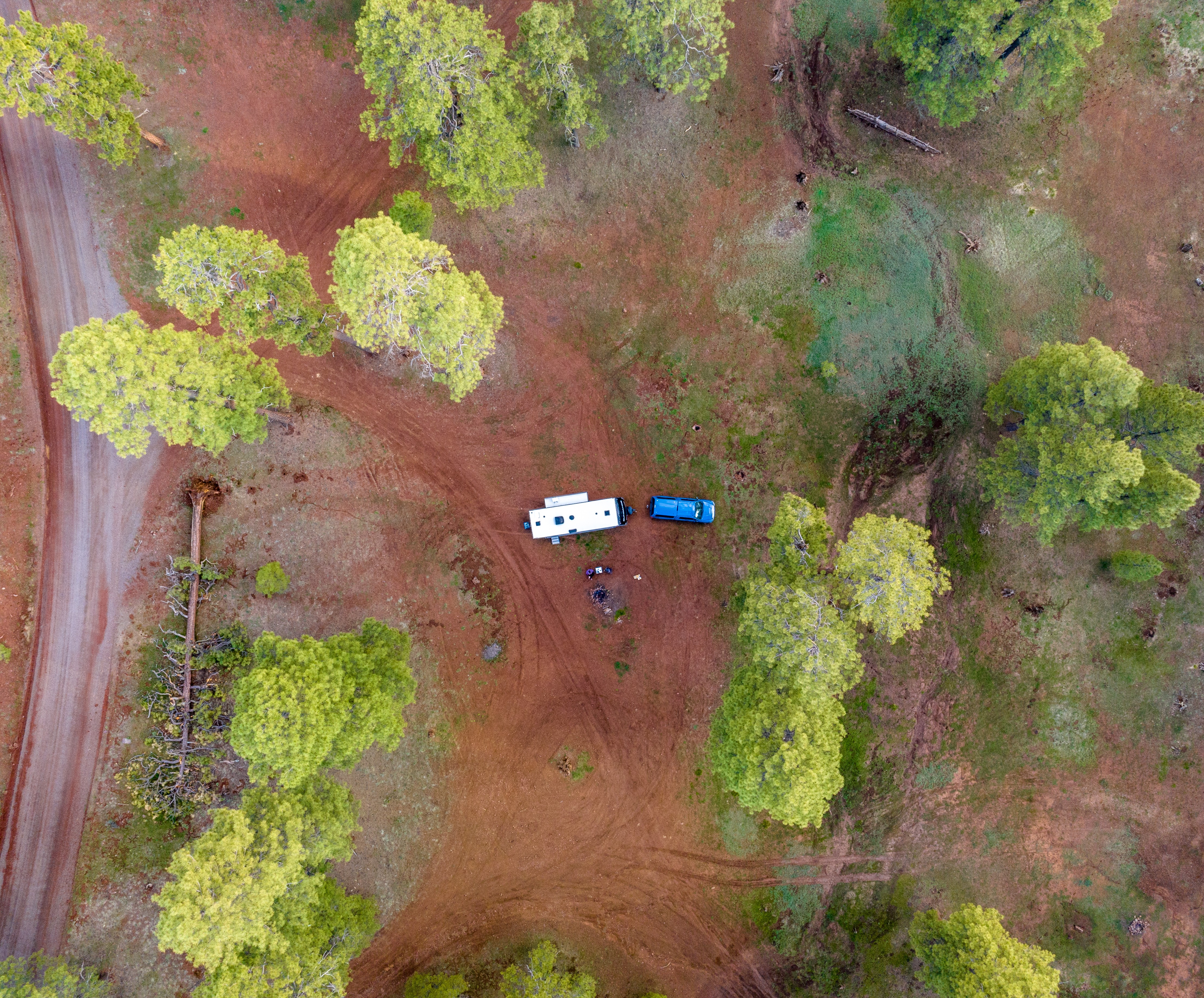 an arial view of Jeff Poe's campsite in Kaibab National Forest