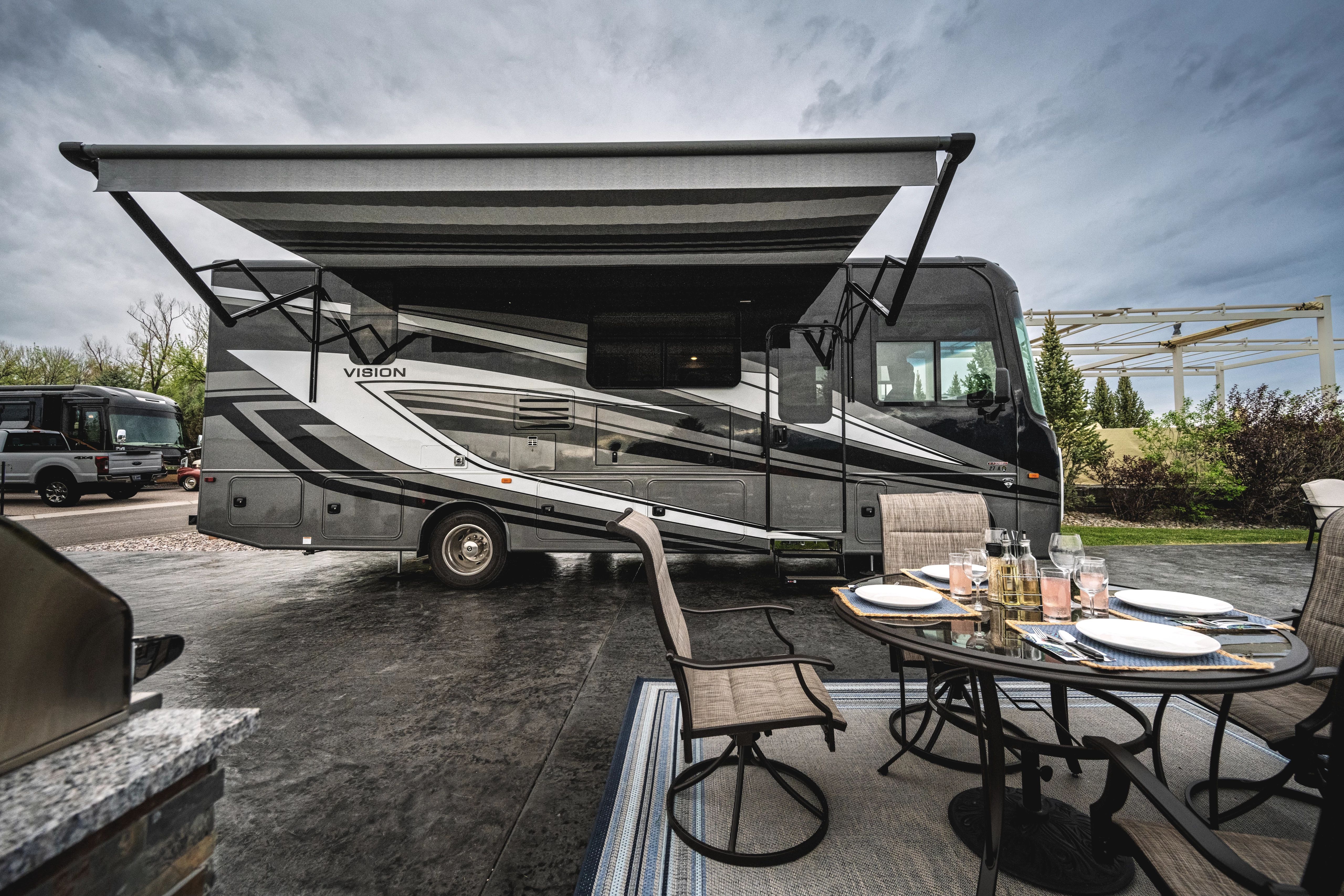 Jayco Entegra Vision exterior with awning out