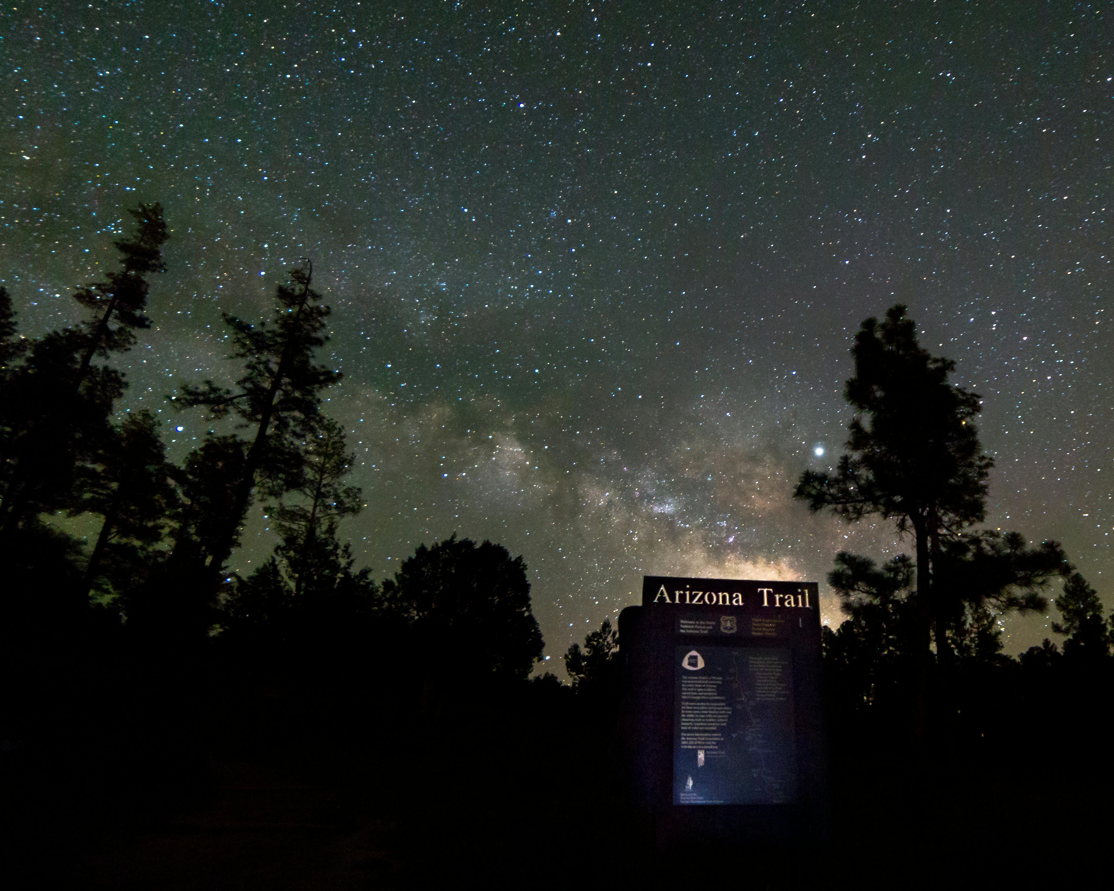 The Arizona Trail at night under a starry sky 