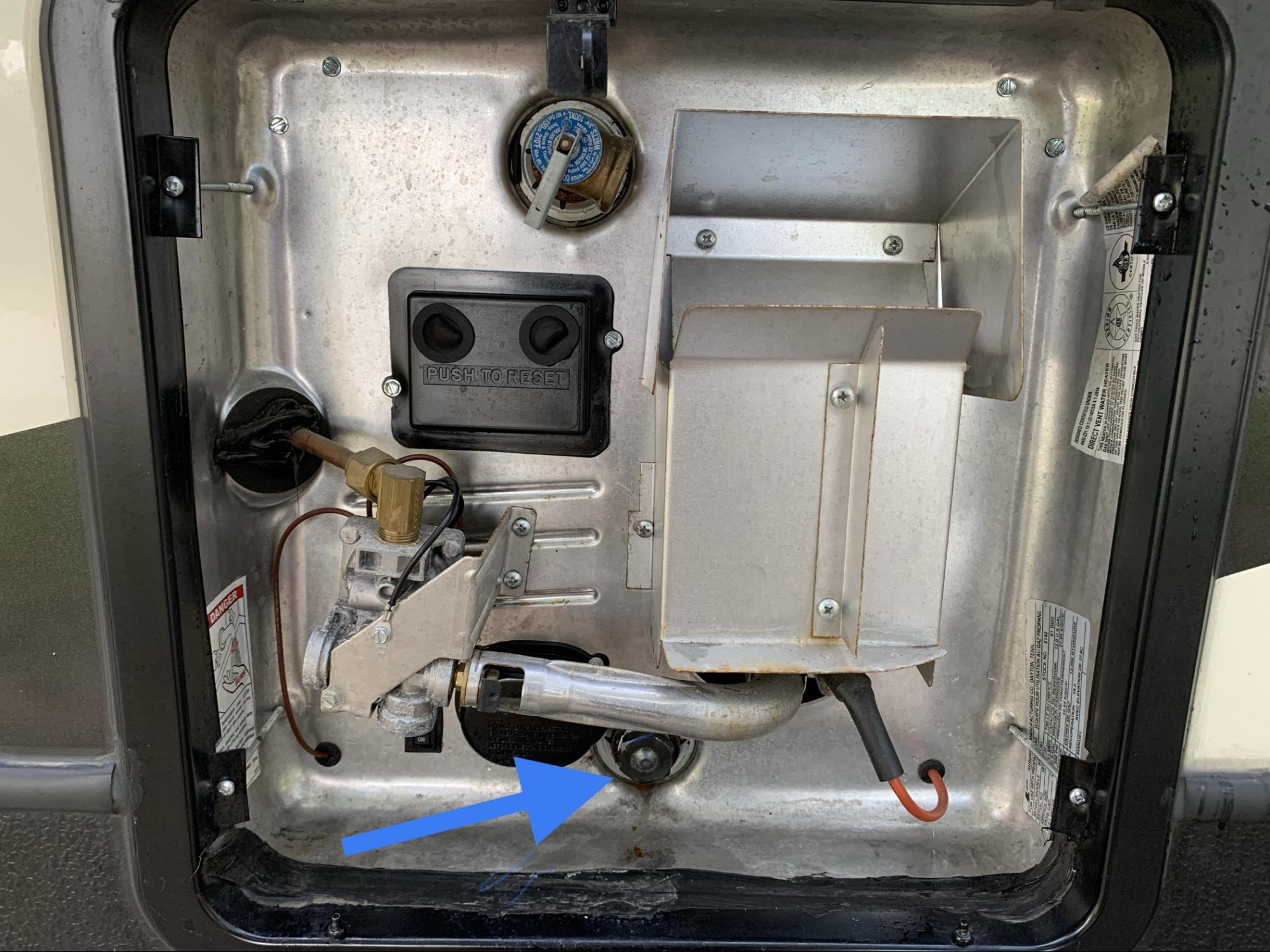 Tom Boswell showing a photo of the anode rod in his RV.