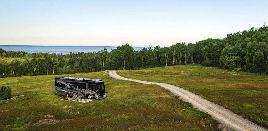 A class A RV parked in a