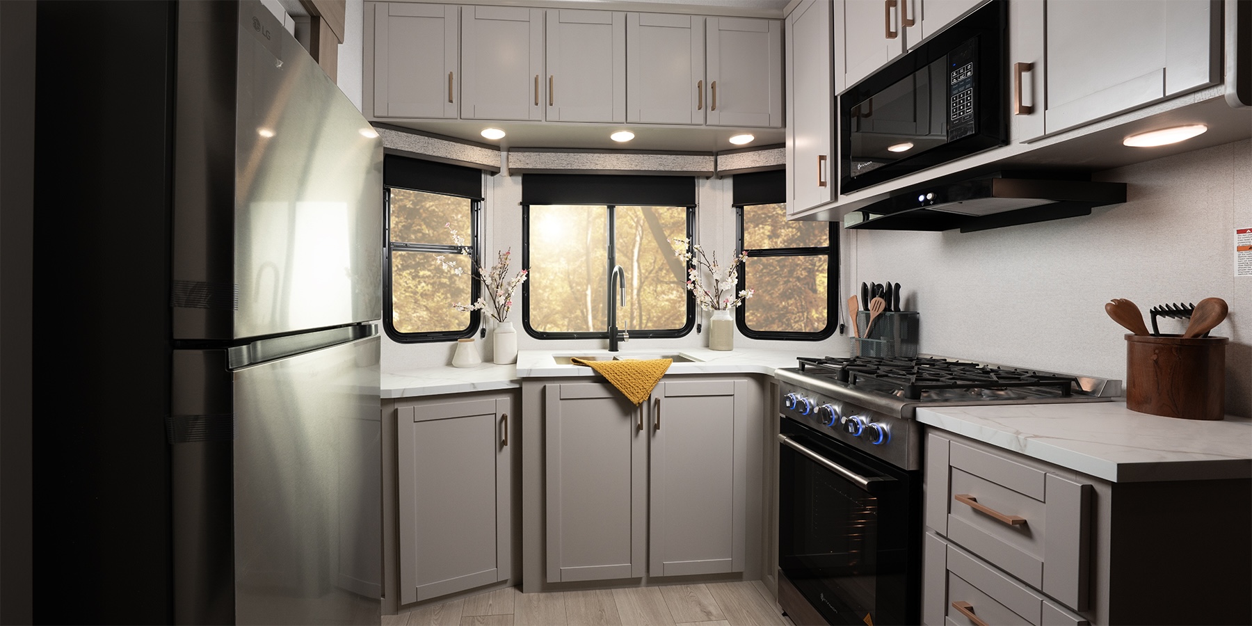 Kitchen inside the Jayco Jay Flight Bungalow