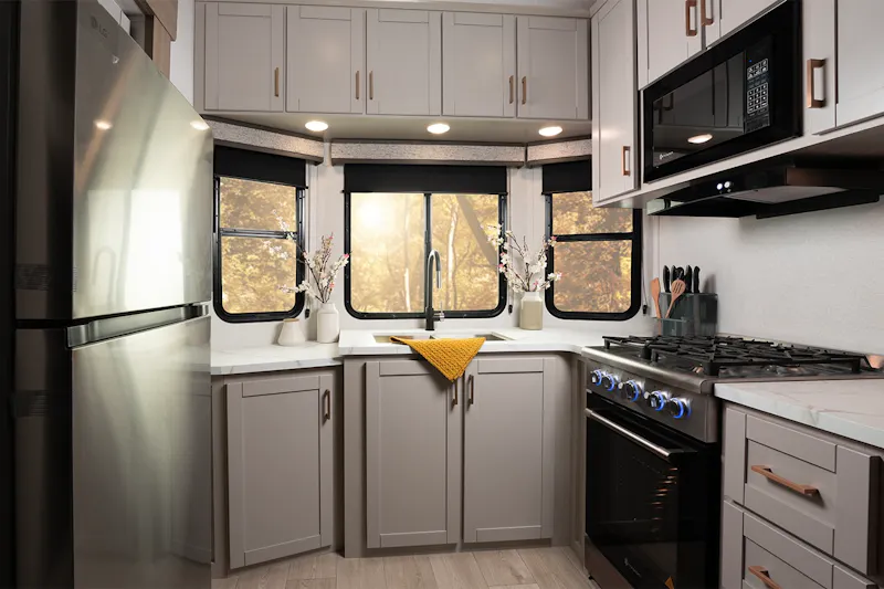 Kitchen inside the Jayco Jay Flight Bungalow