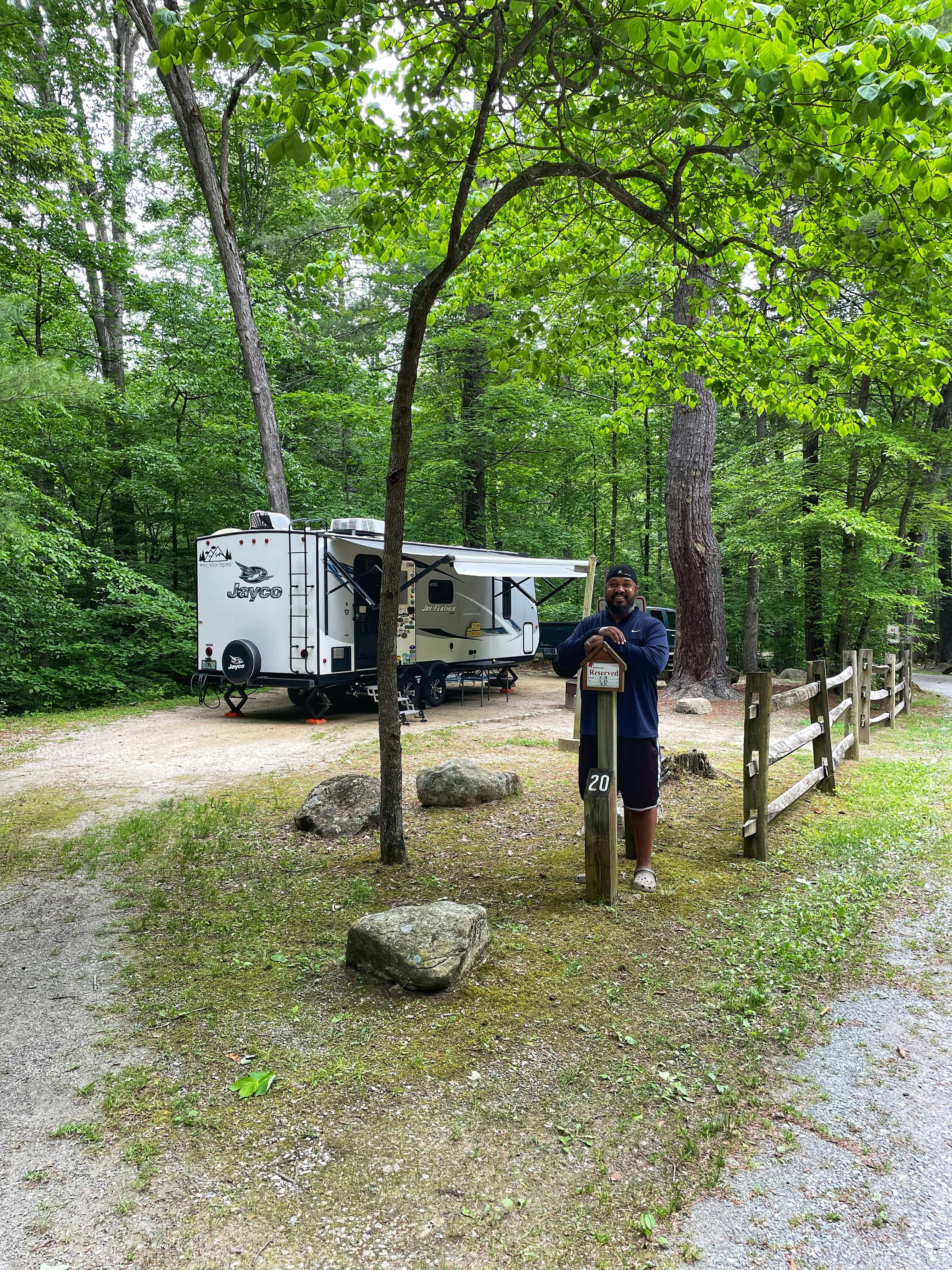 BEN MCMILLAN' standing in his campsite at George Washington and Jefferson National Forest