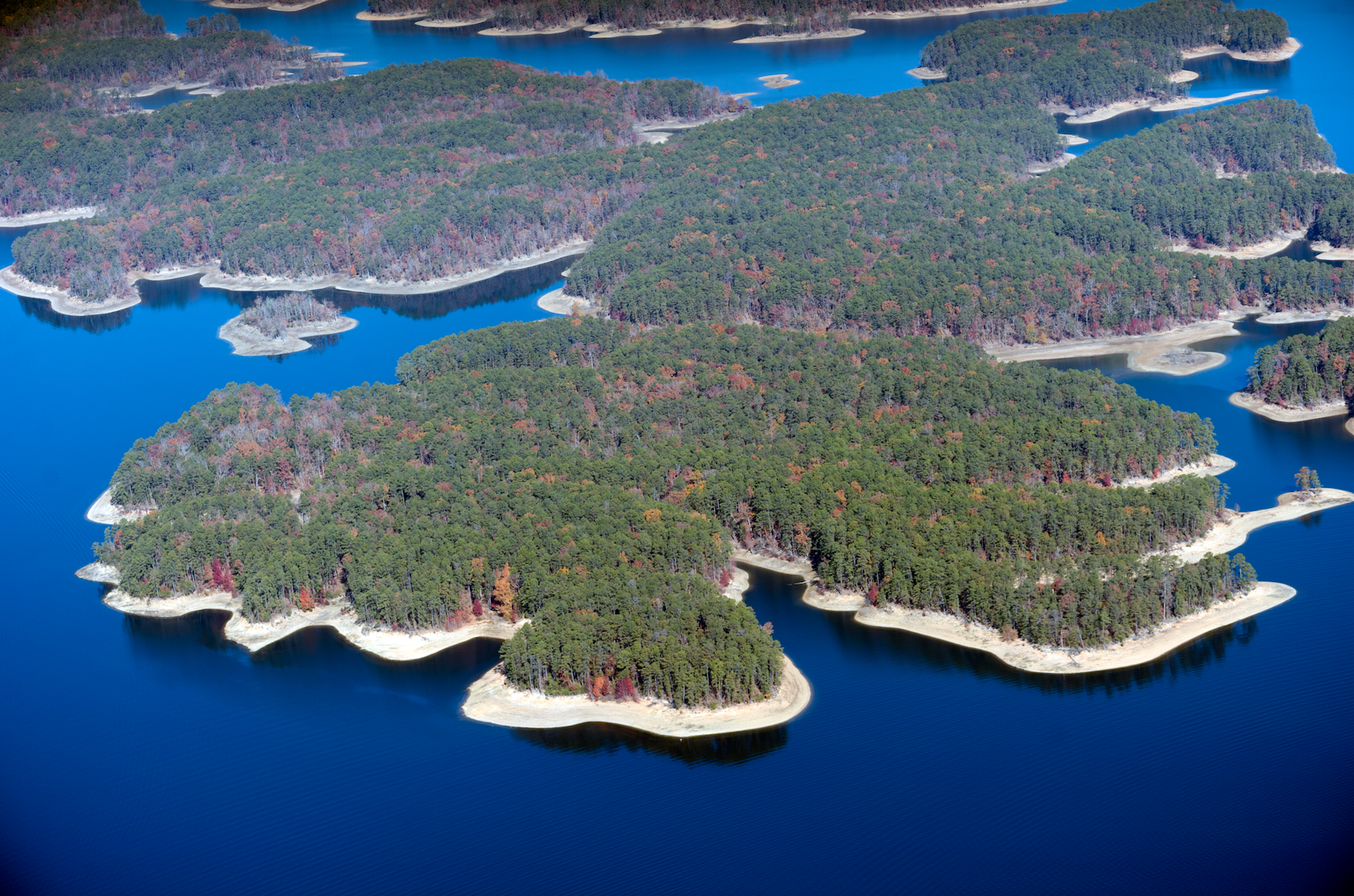 Aerial View of Lake Ouachita, AR, looking towards the West
