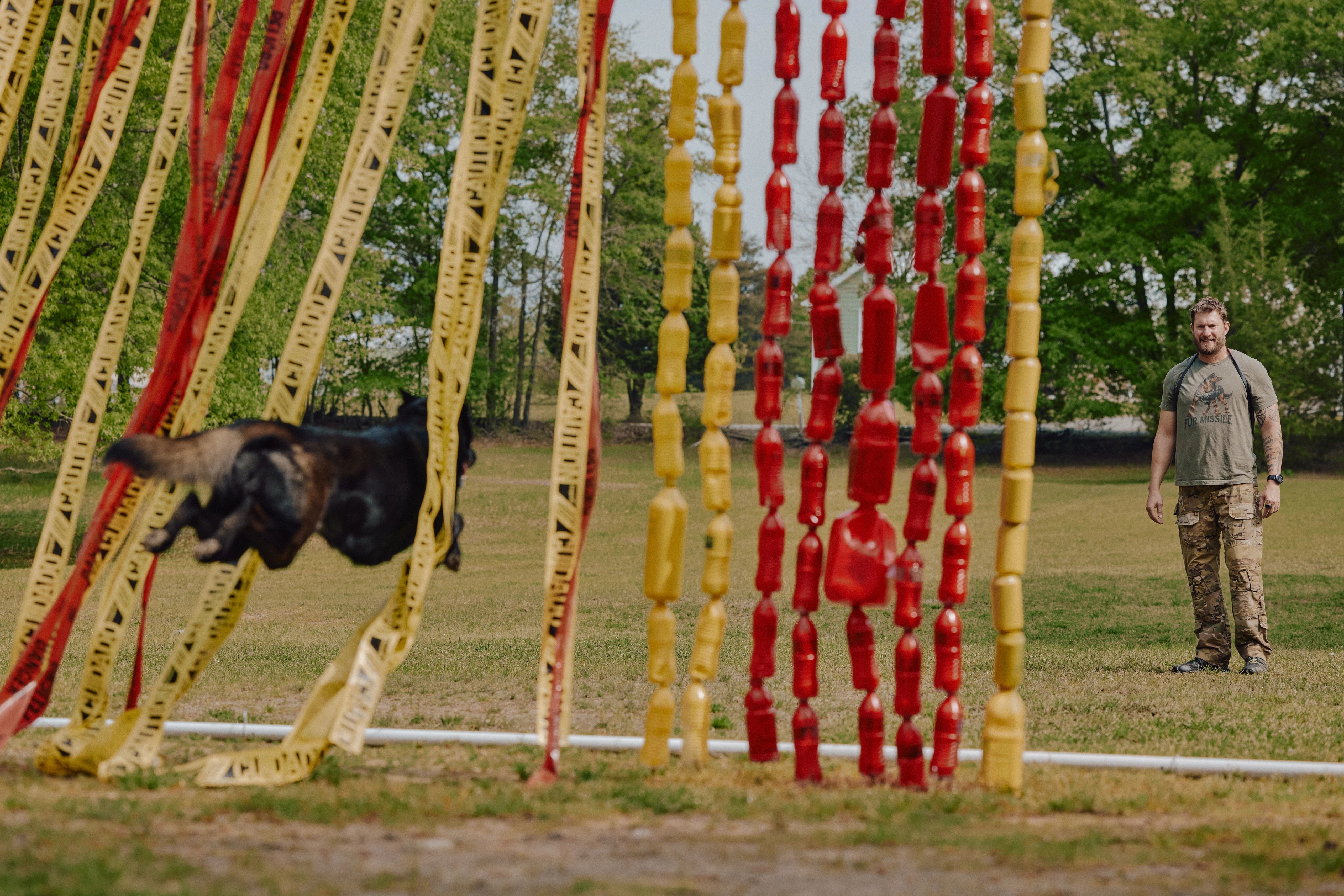 Aaron Tucker training his dog 