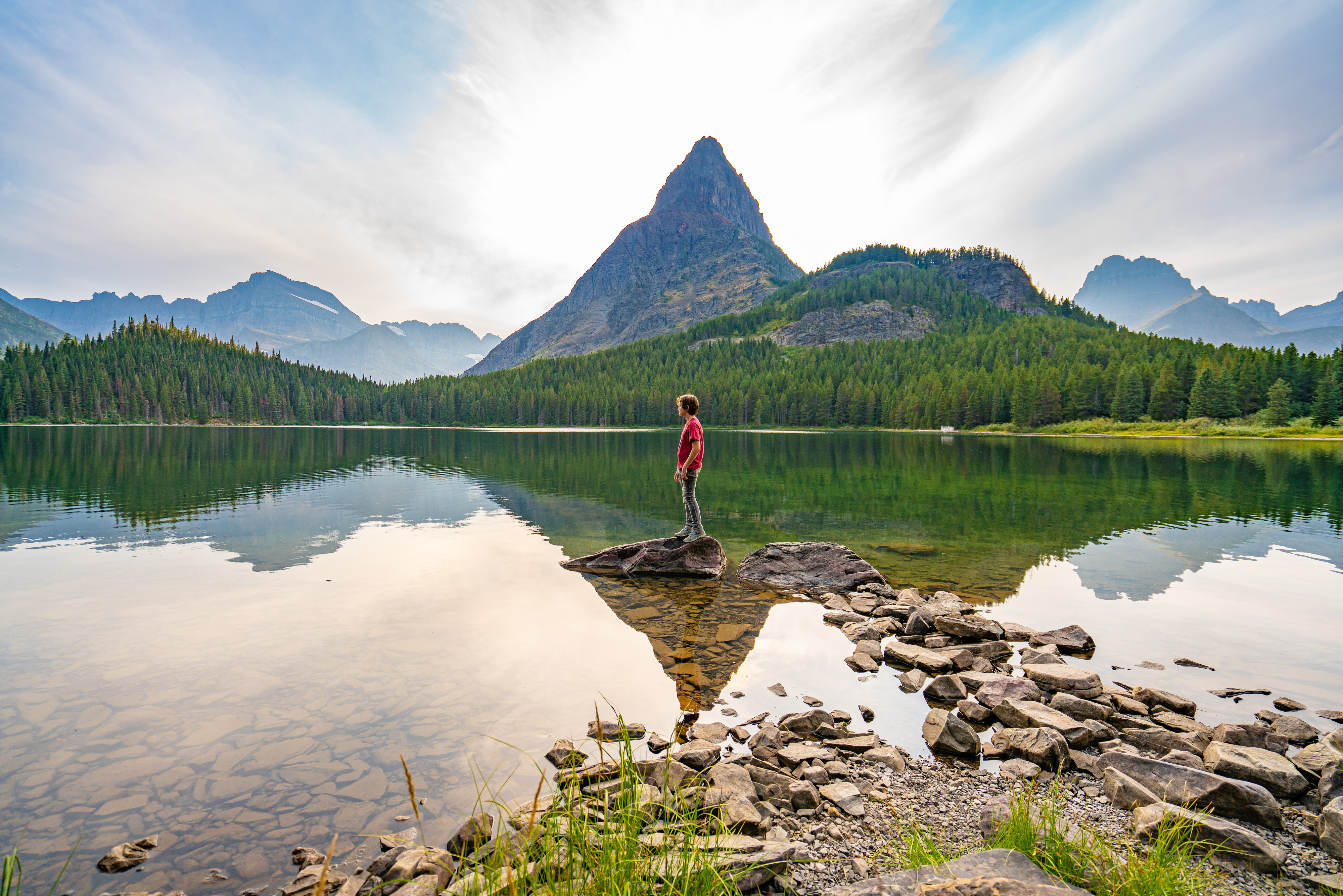 Renee Tilby's son at swift current lake at Glacier National Park 