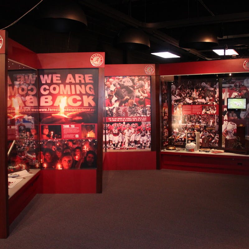 Paul W. Bryant Museum college football museum near University of Alabama in Tuscaloosa, Alabama, full of college football memorabilia.