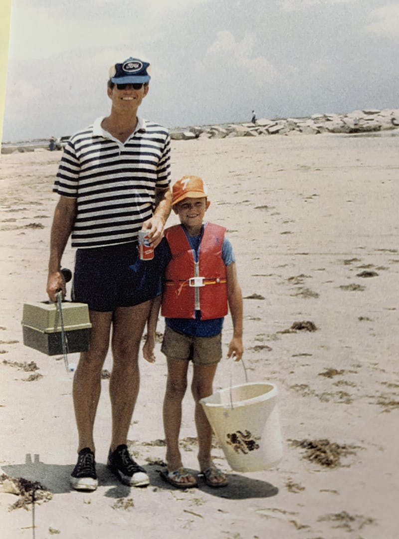 CHRIS HEUBLEIN and his father fishing when he was younger