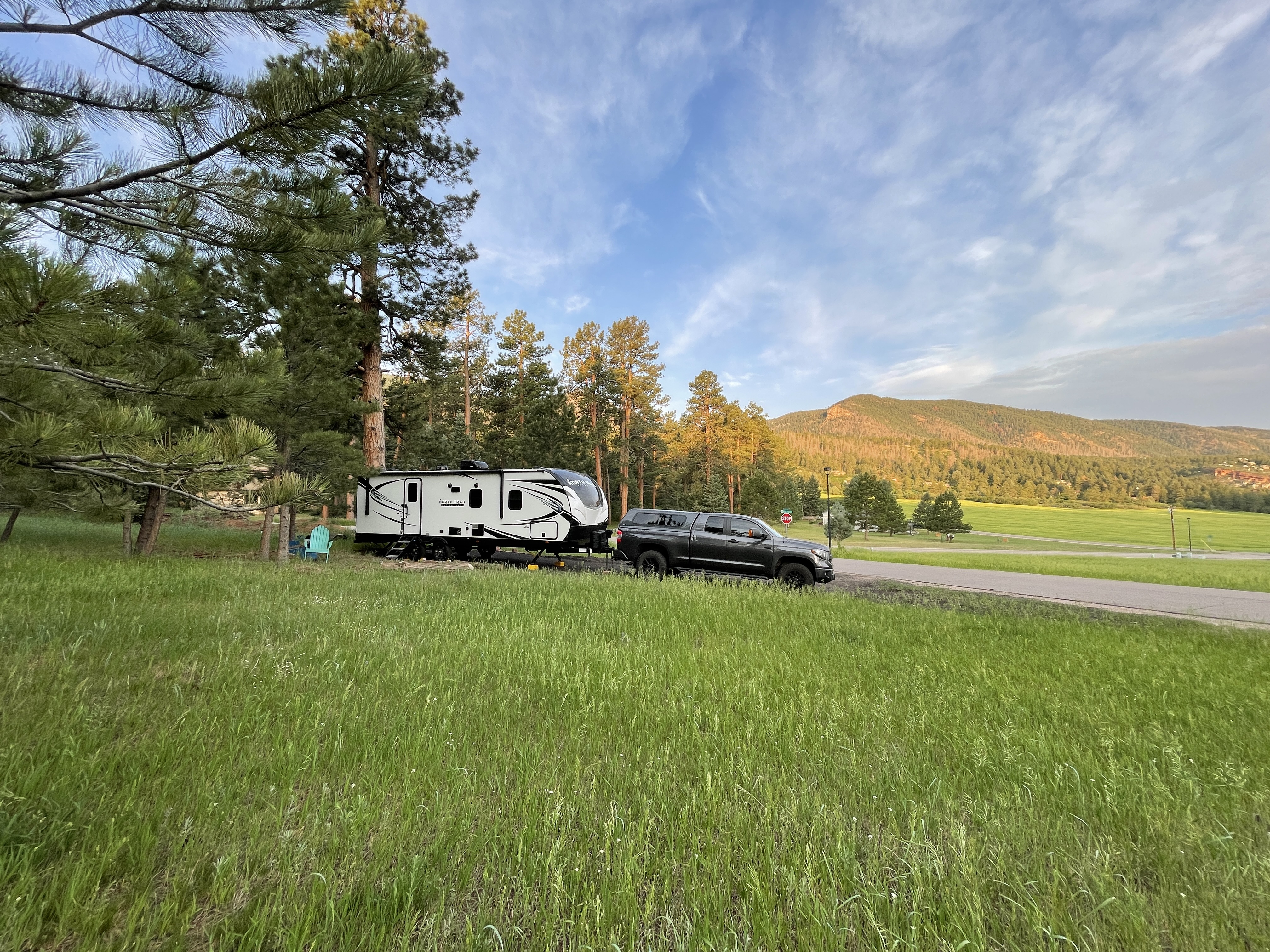 Stephanie Deininger's RV hooked up to their truck 