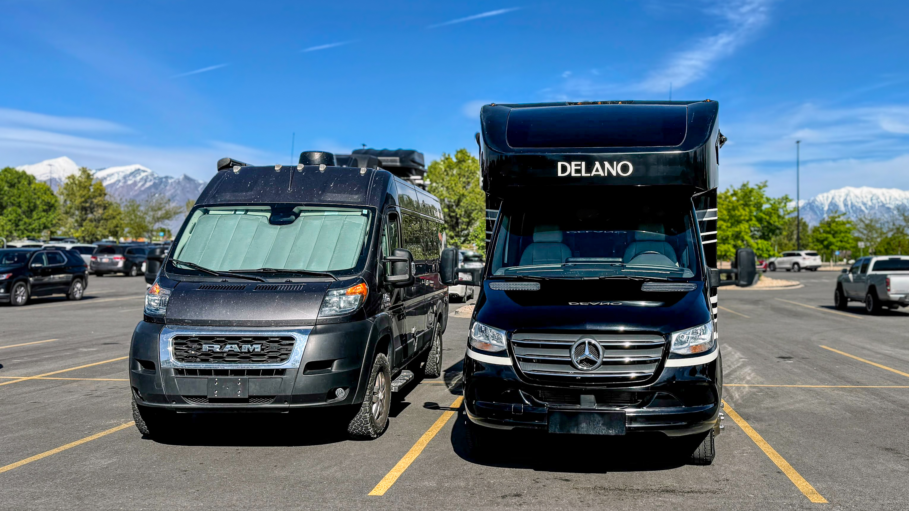Gabe and Rocio Rivero's Thor Motor Coach Delano and Thor Motor Coach Sequence parked next to each other.