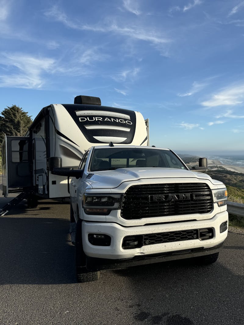Sherise Gumbs's KZ Durango HT fifth wheel overlooking the ocean in Florence, Oregon.