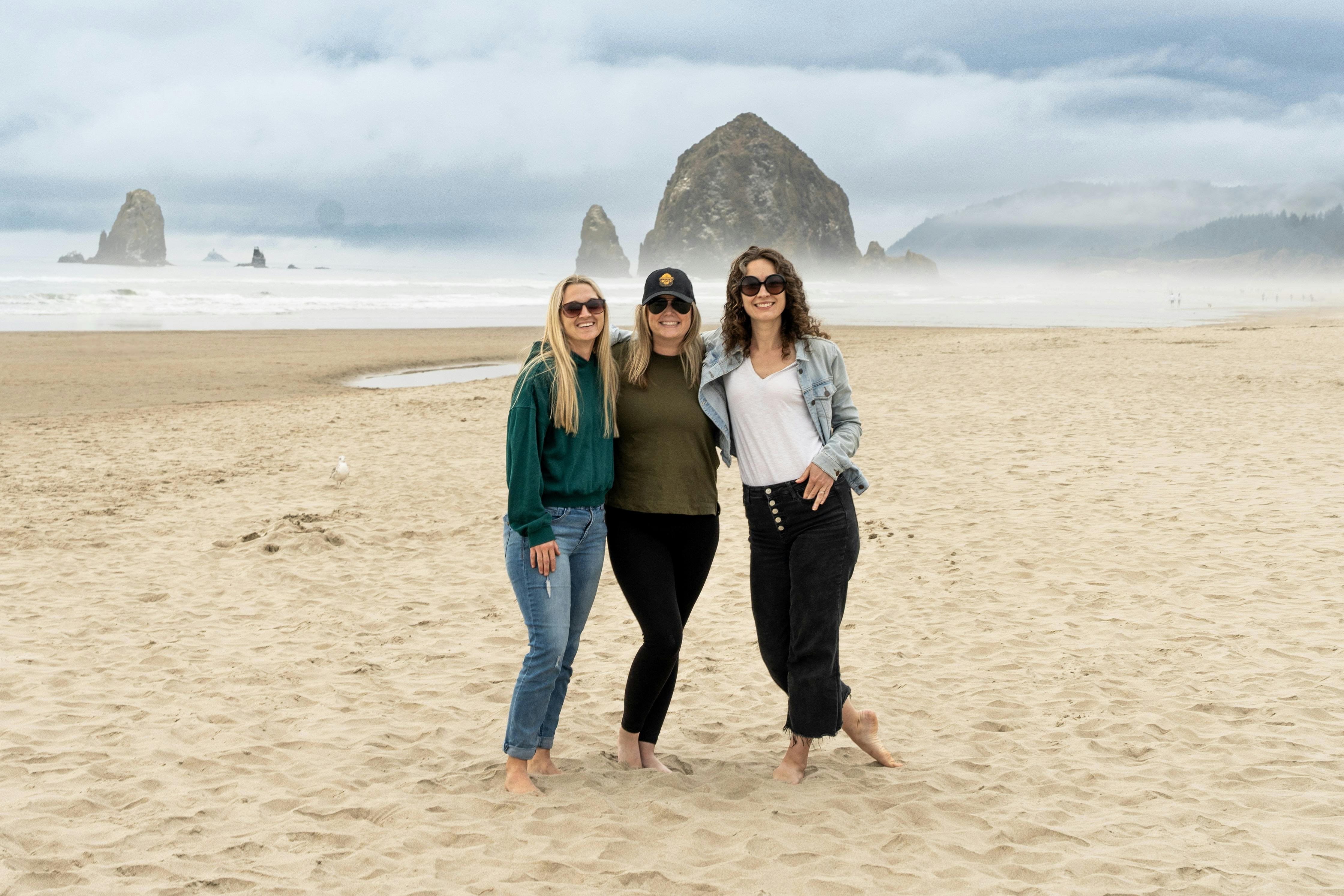 Kristen Dobie and her girlfriends at Cannon Beach in Oregon.