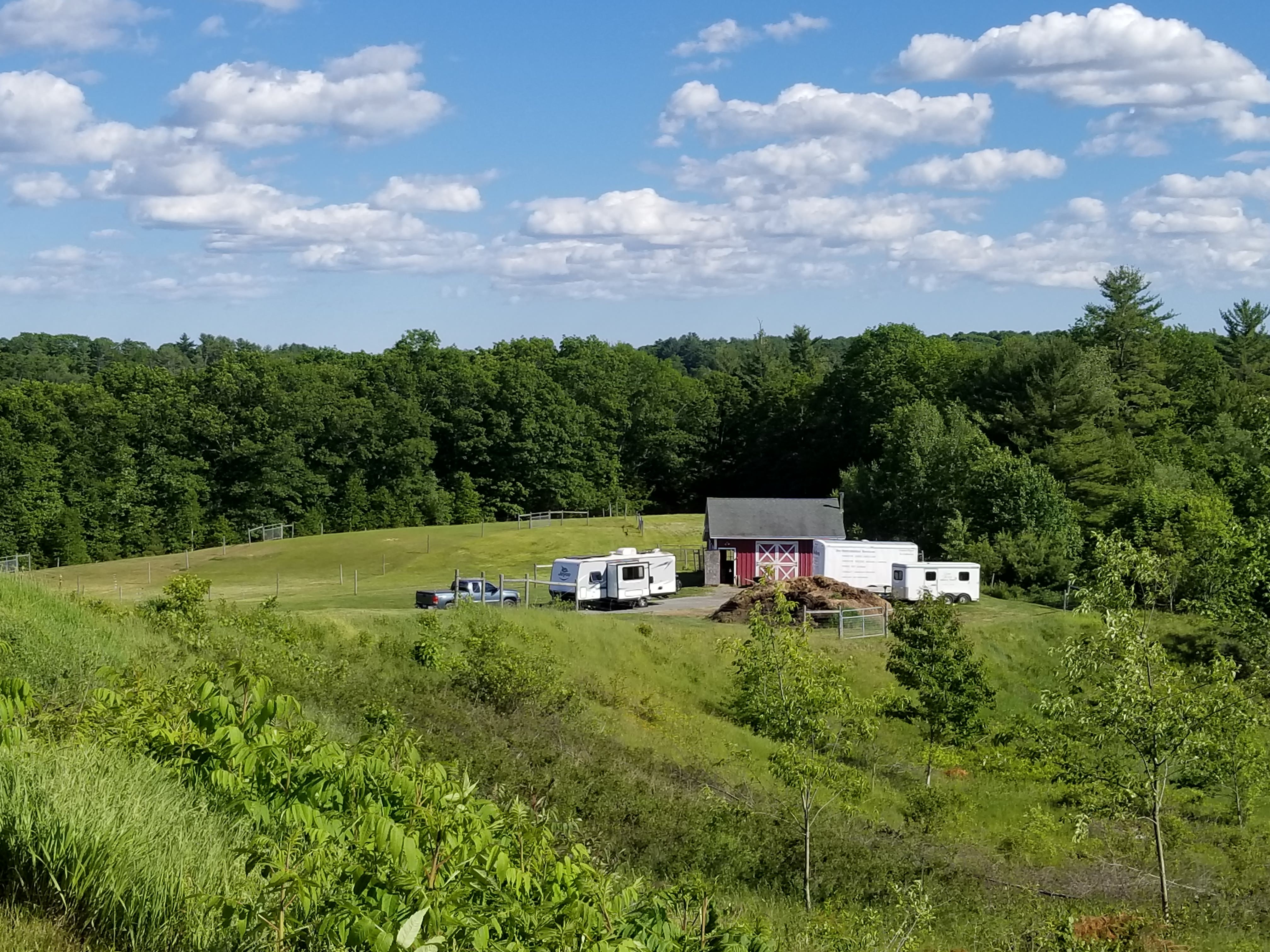 The campsite at Donaldson Farms in New Jersey, featuring the McMillan's Jayco Jay Feather.