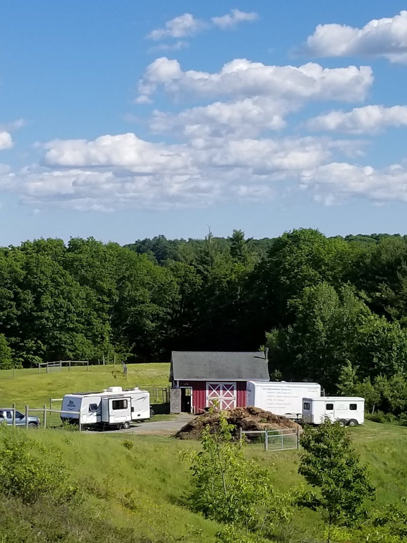 The campsite at Donaldson Farms in New Jersey, featuring the McMillan's Jayco Jay Feather.
