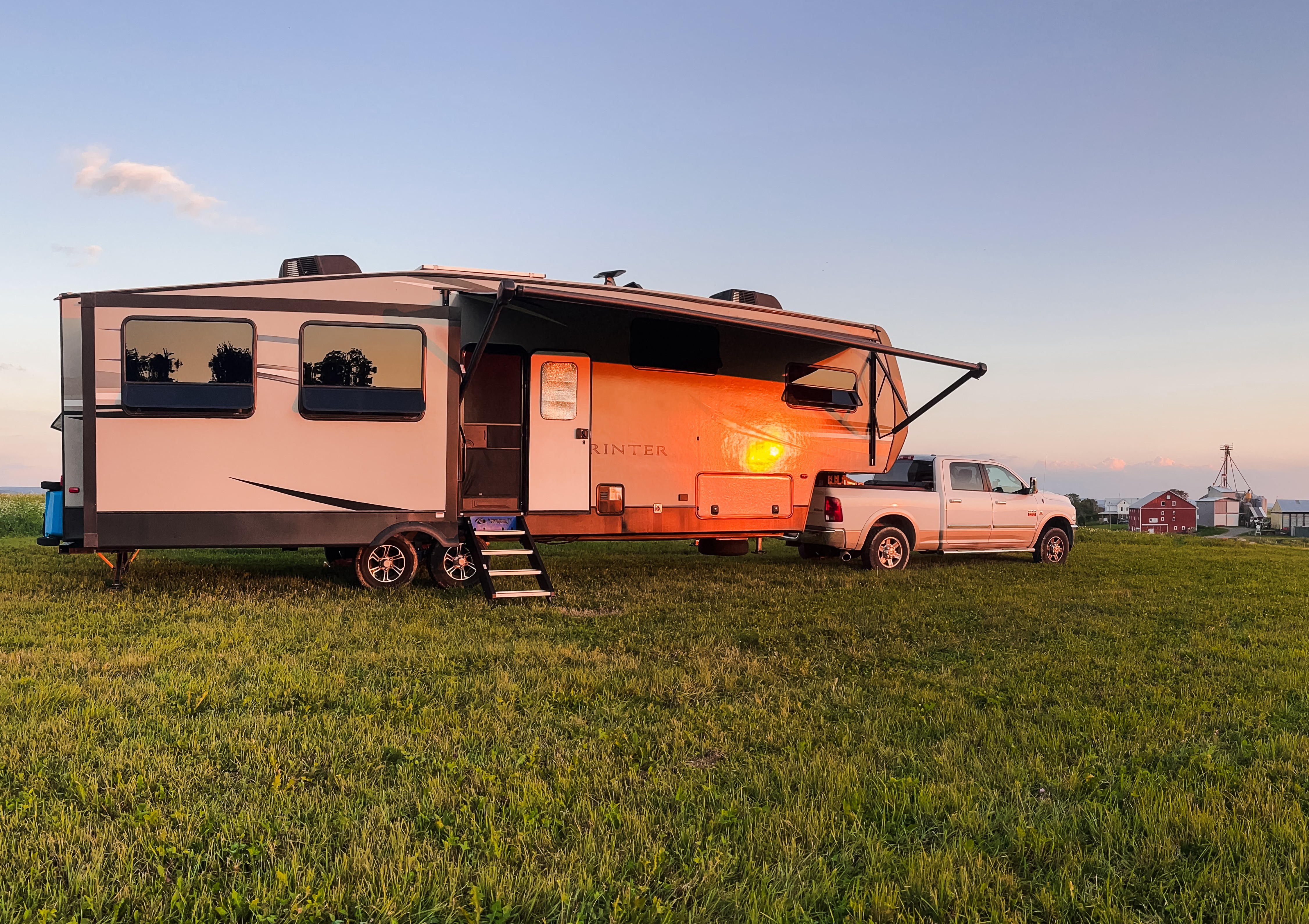 Lia and Trevor Eyre's Keystone Sprinter fifth wheel.