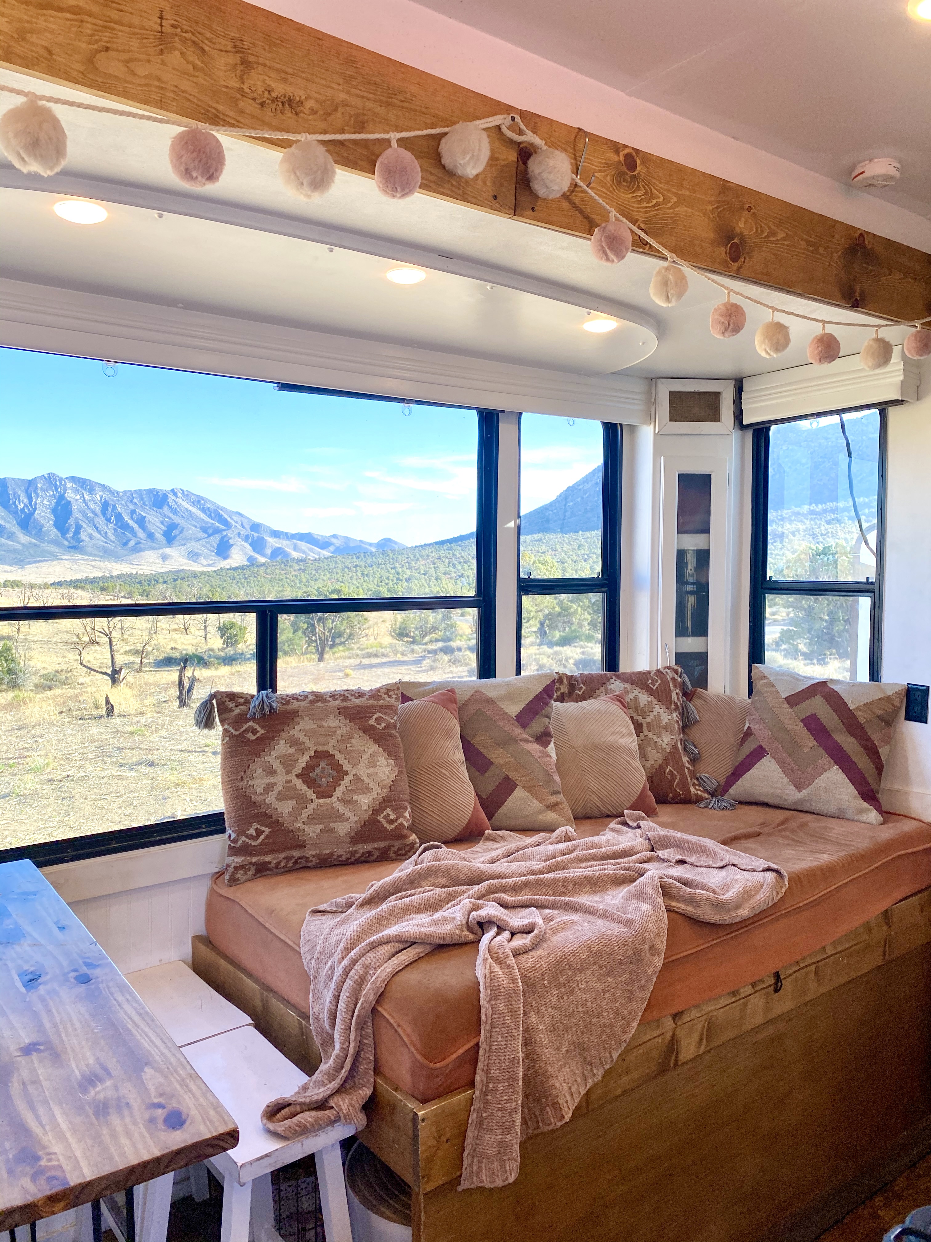 The main living area inside Melissa and Lucas Lahr's Heartland Torque toy hauler.