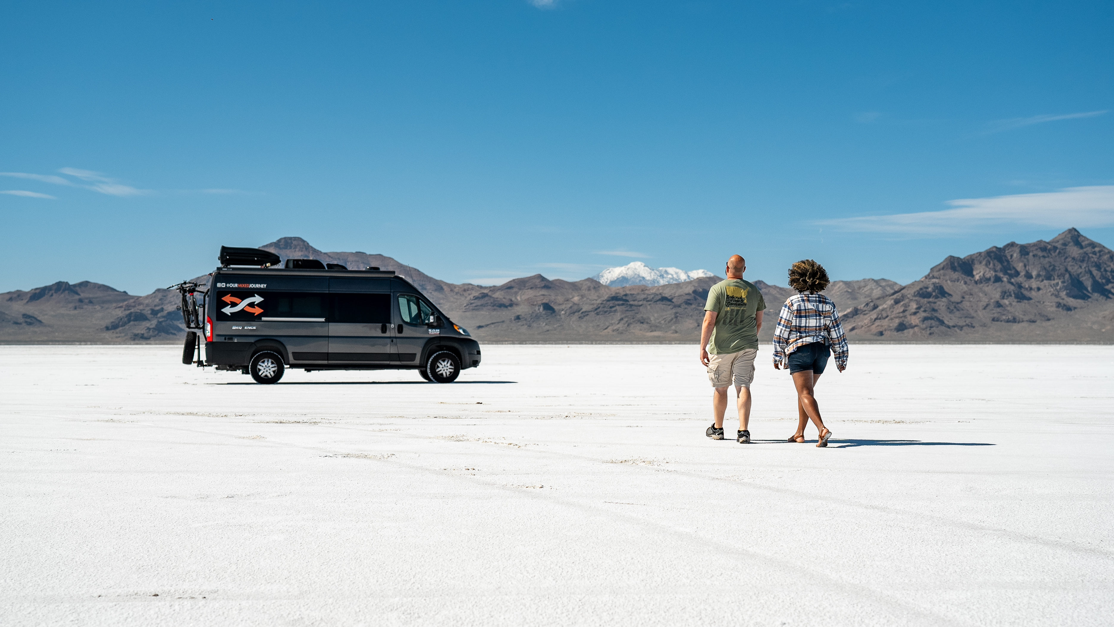 Gabe and Rocio Rivero with their Thor Motor Coach Sequence in the Utah Salt Flats.