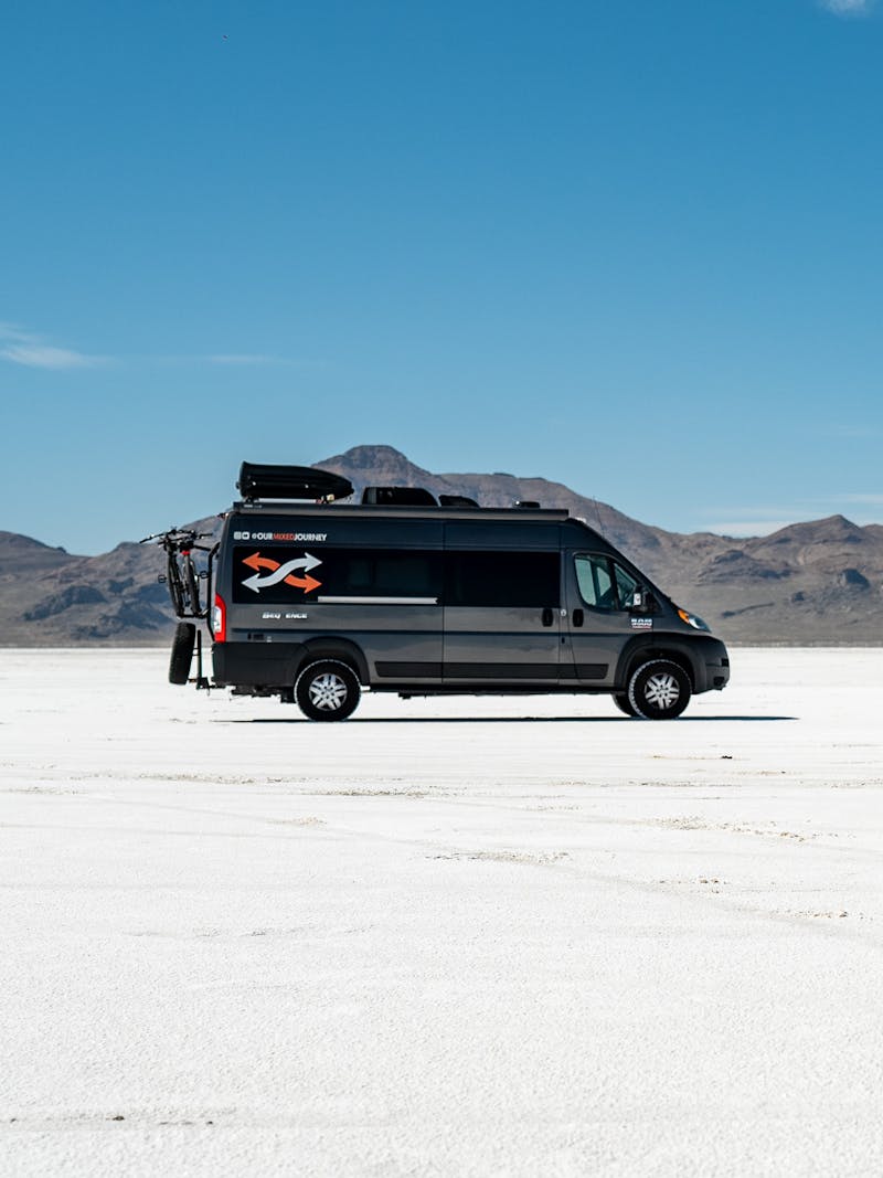 Gabe and Rocio Rivero with their Thor Motor Coach Sequence in the Utah Salt Flats.