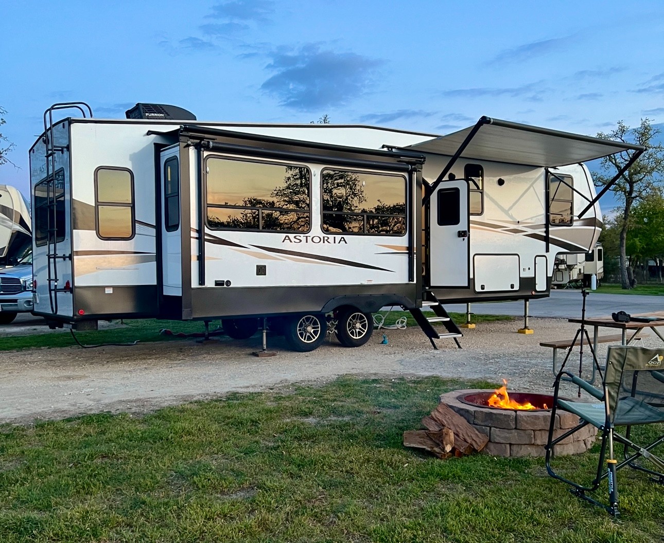 Bailey and Nicole Damberg's Dutchmen Astoria fifth wheel.