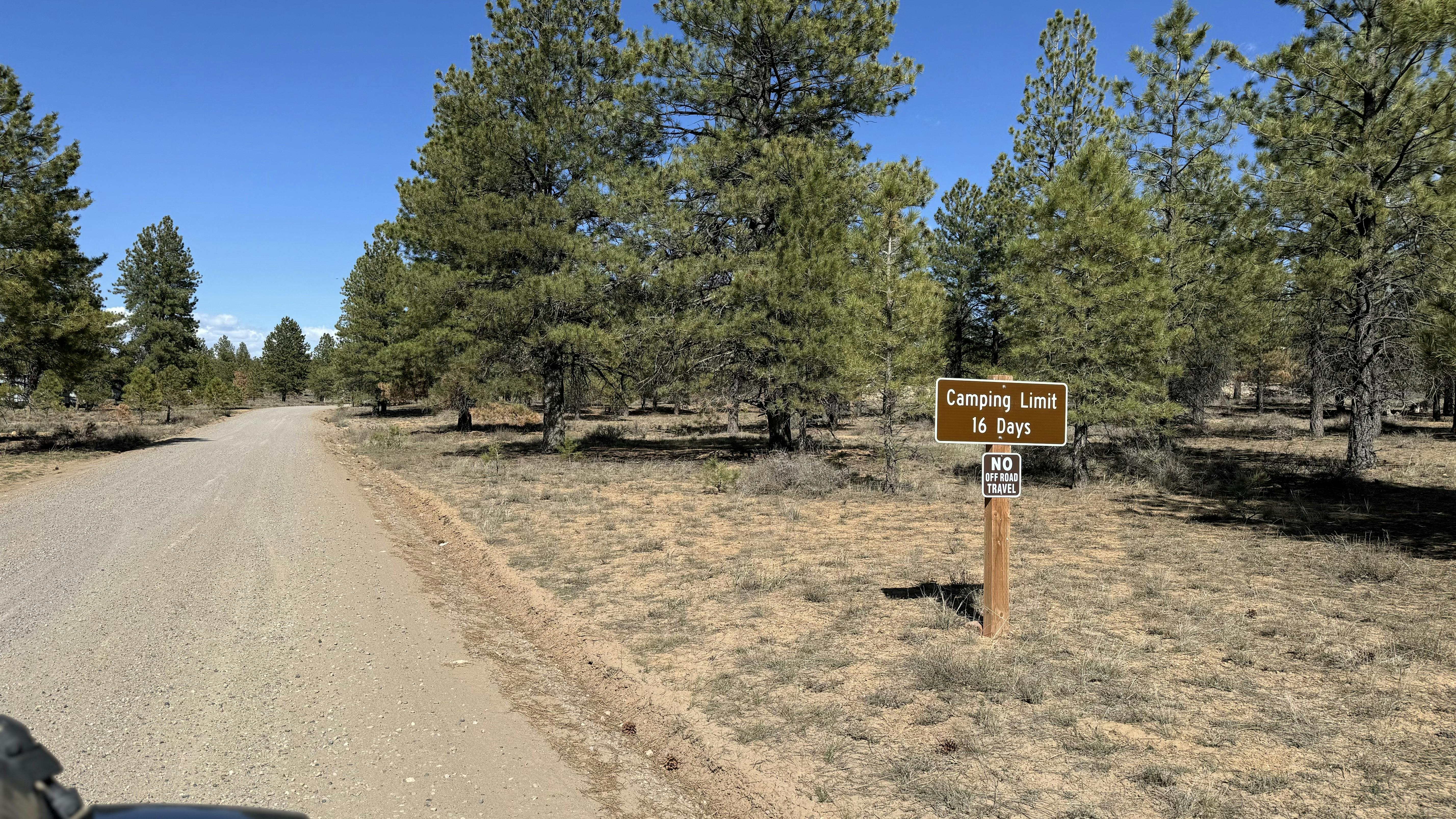 A camping days limit sign in Dixie National Forest.