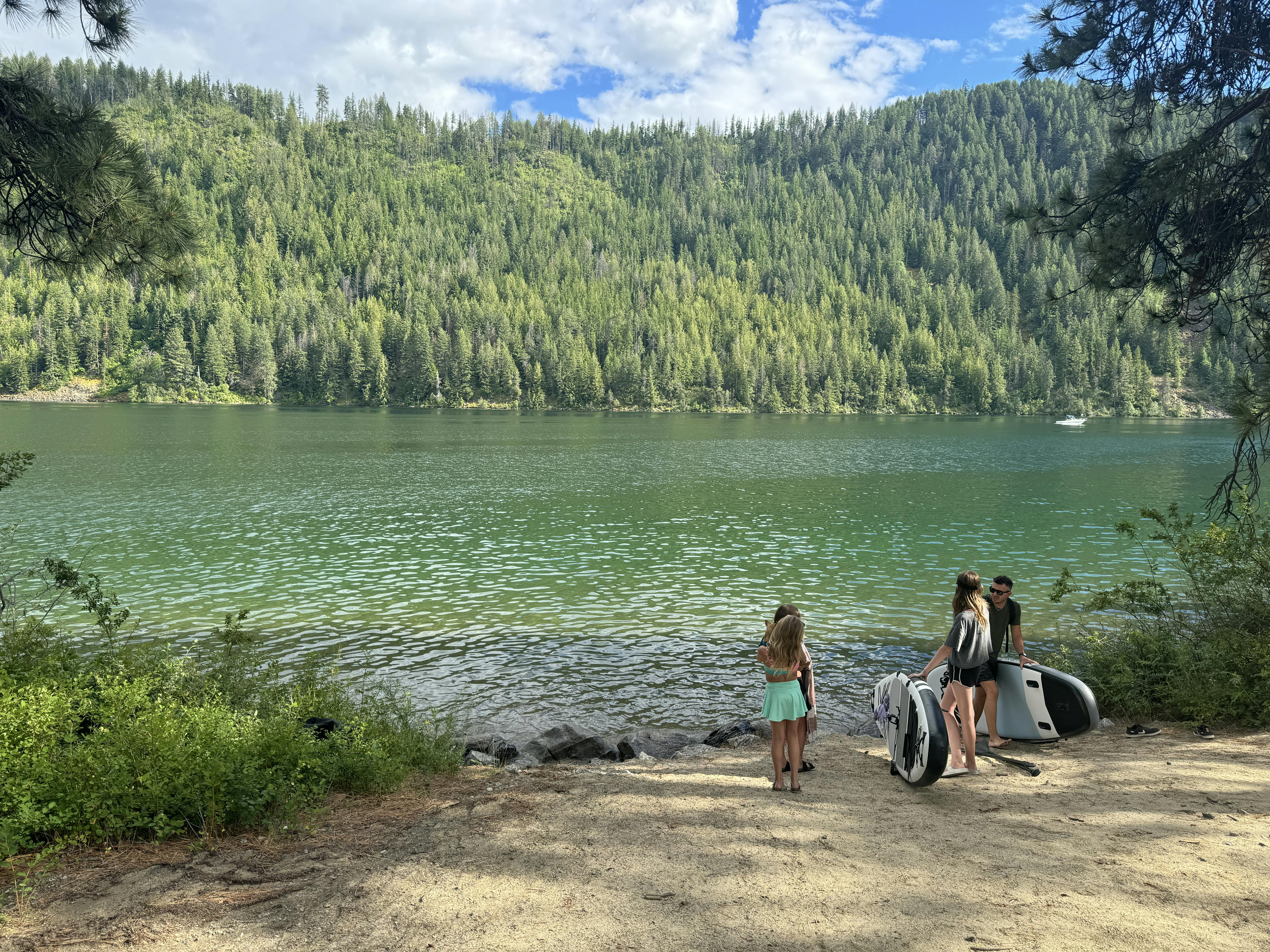 Ashley Peeples and her family get ready to paddleboard on Lake Pend Oreille.