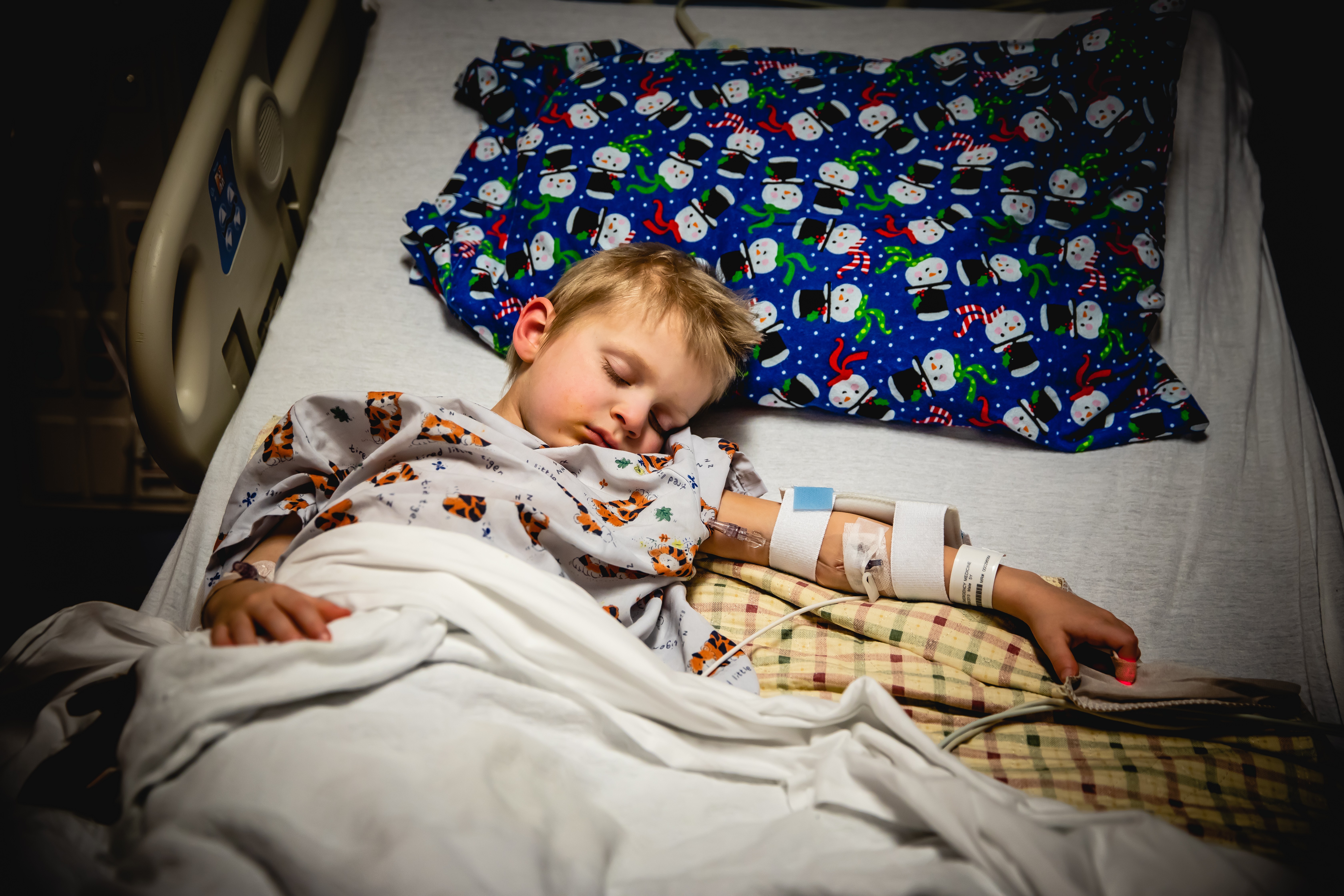 Cassie and Josh Bailey's son sleeping at the hospital.
