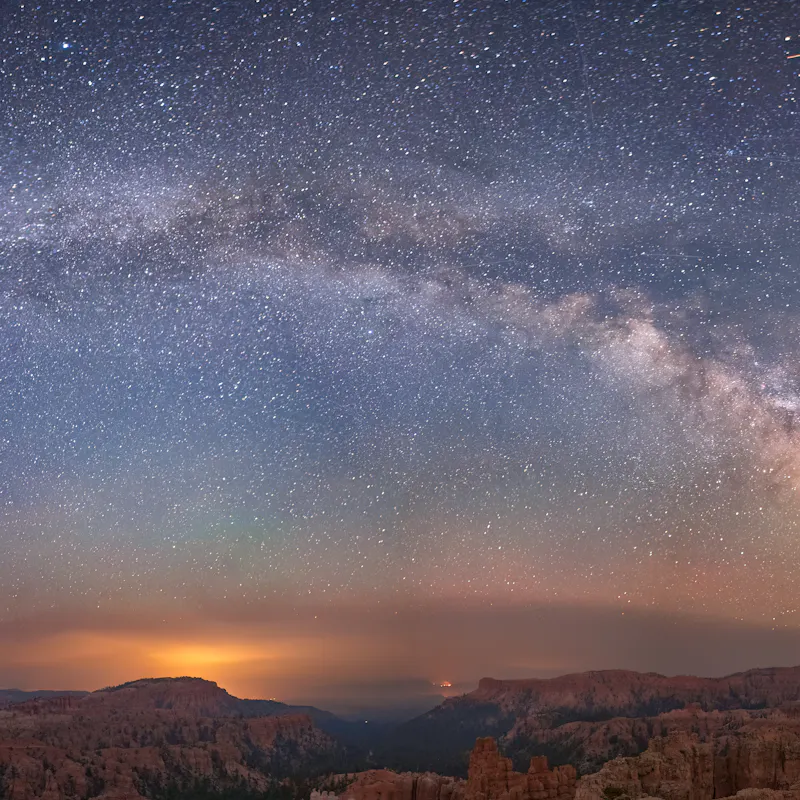 The Milky Way seen from the Navajo Trail in Bryce Canyon National Park.