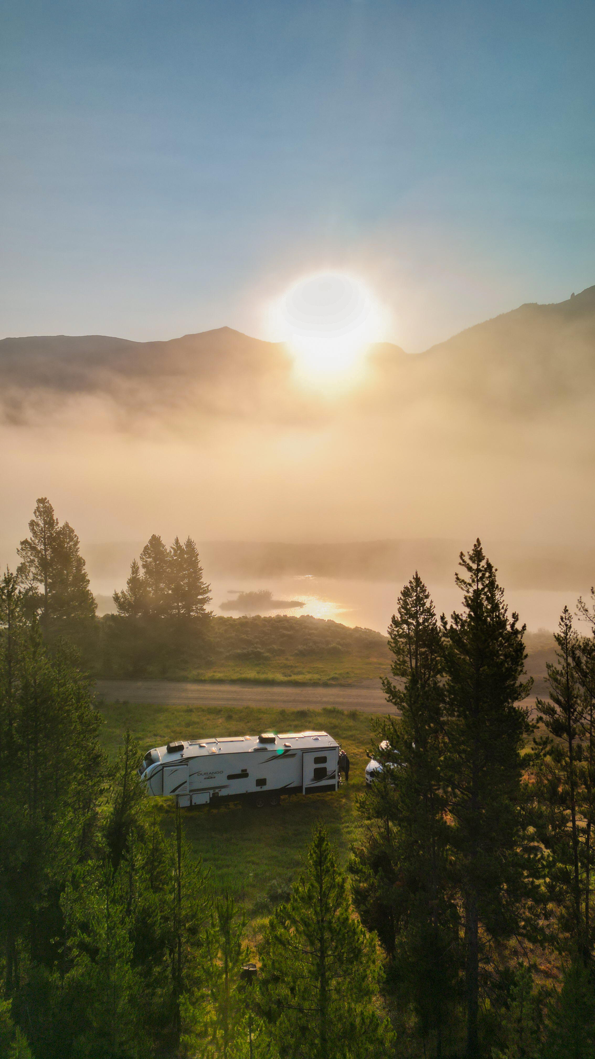 The sun sets over the mountains in Bridger-Teton National Forest.