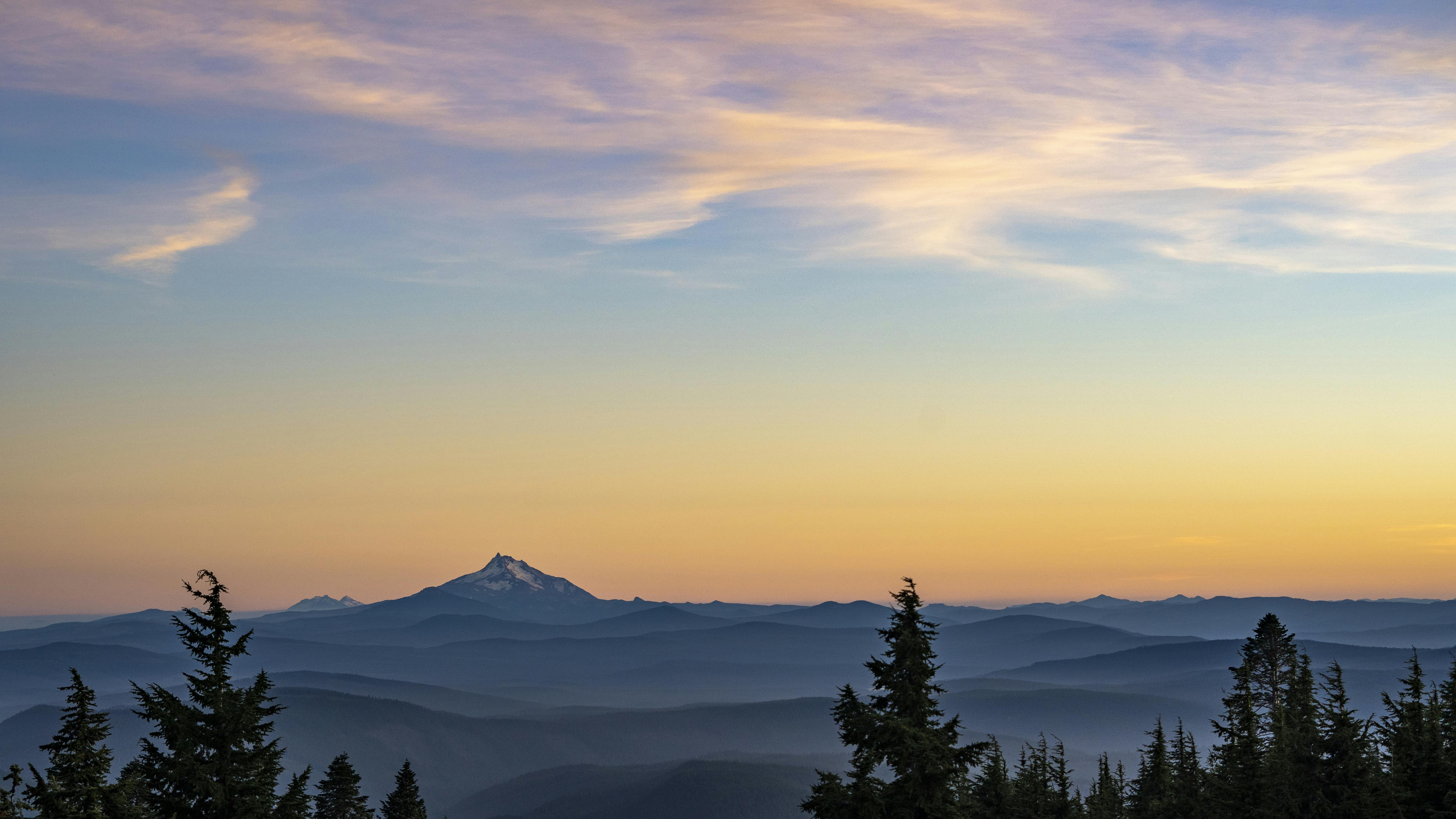 A view of Mt. Jefferson at sunset in Mt. Hood National Forest.