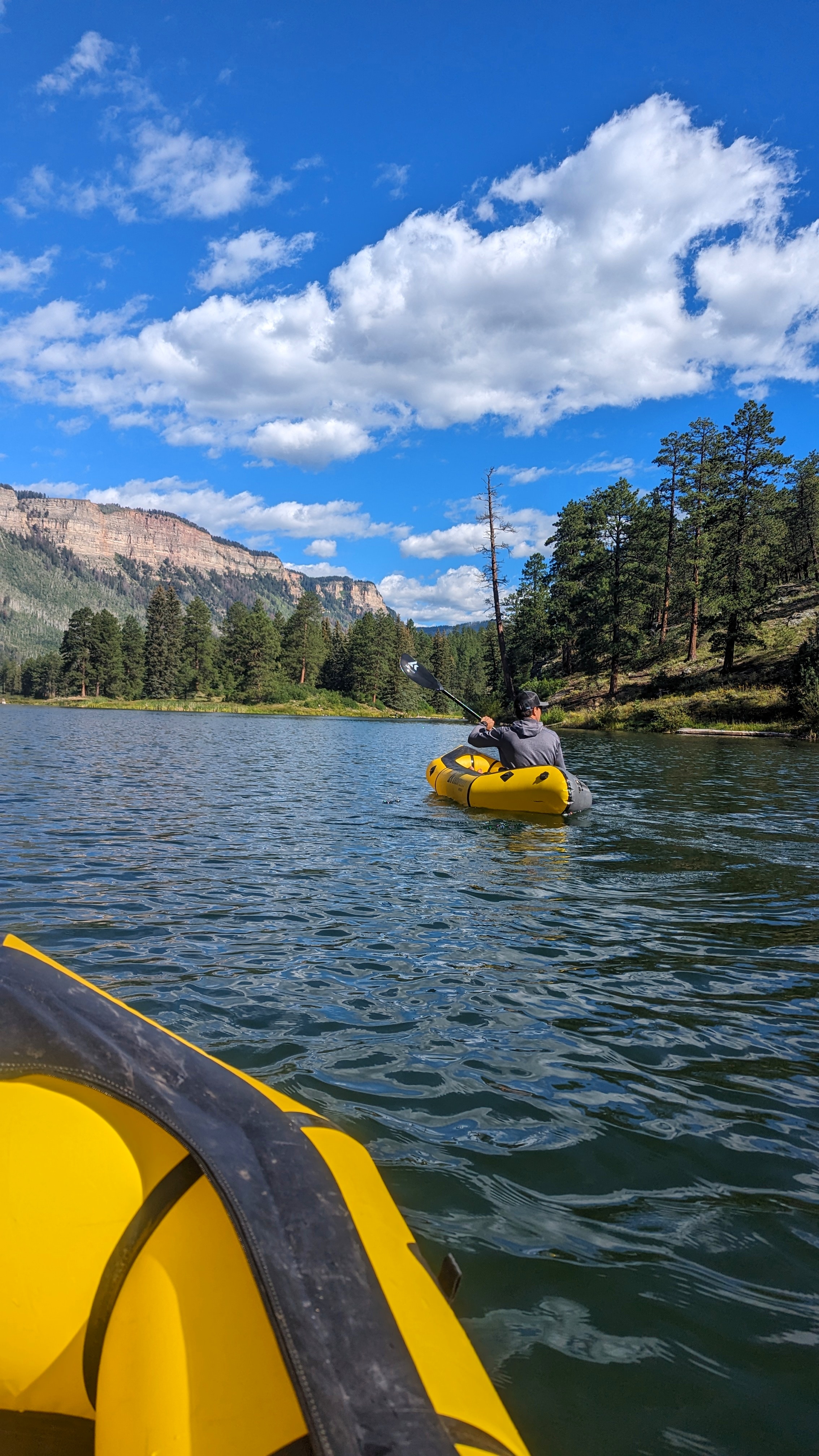 Dustin and Sarah Bauer raft in San Juan National Forest.