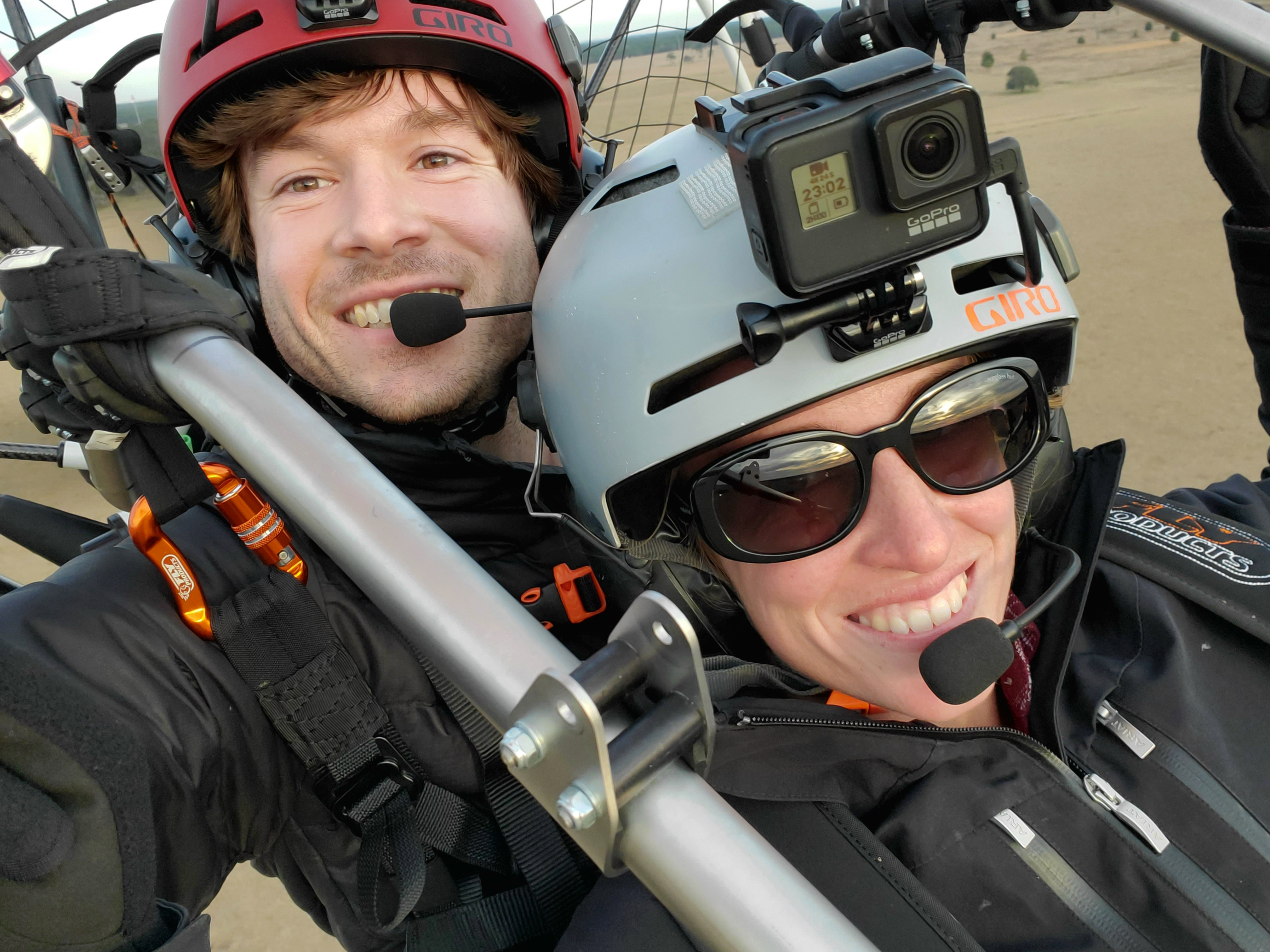 Tucker Gott takes a selfie with his sister while paramotoring. 