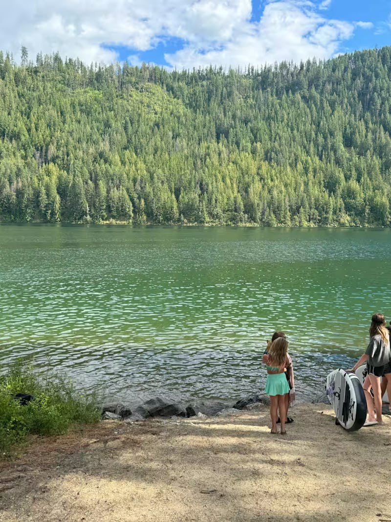 Ashley Peeples and her family get ready to paddleboard on Lake Pend Oreille.